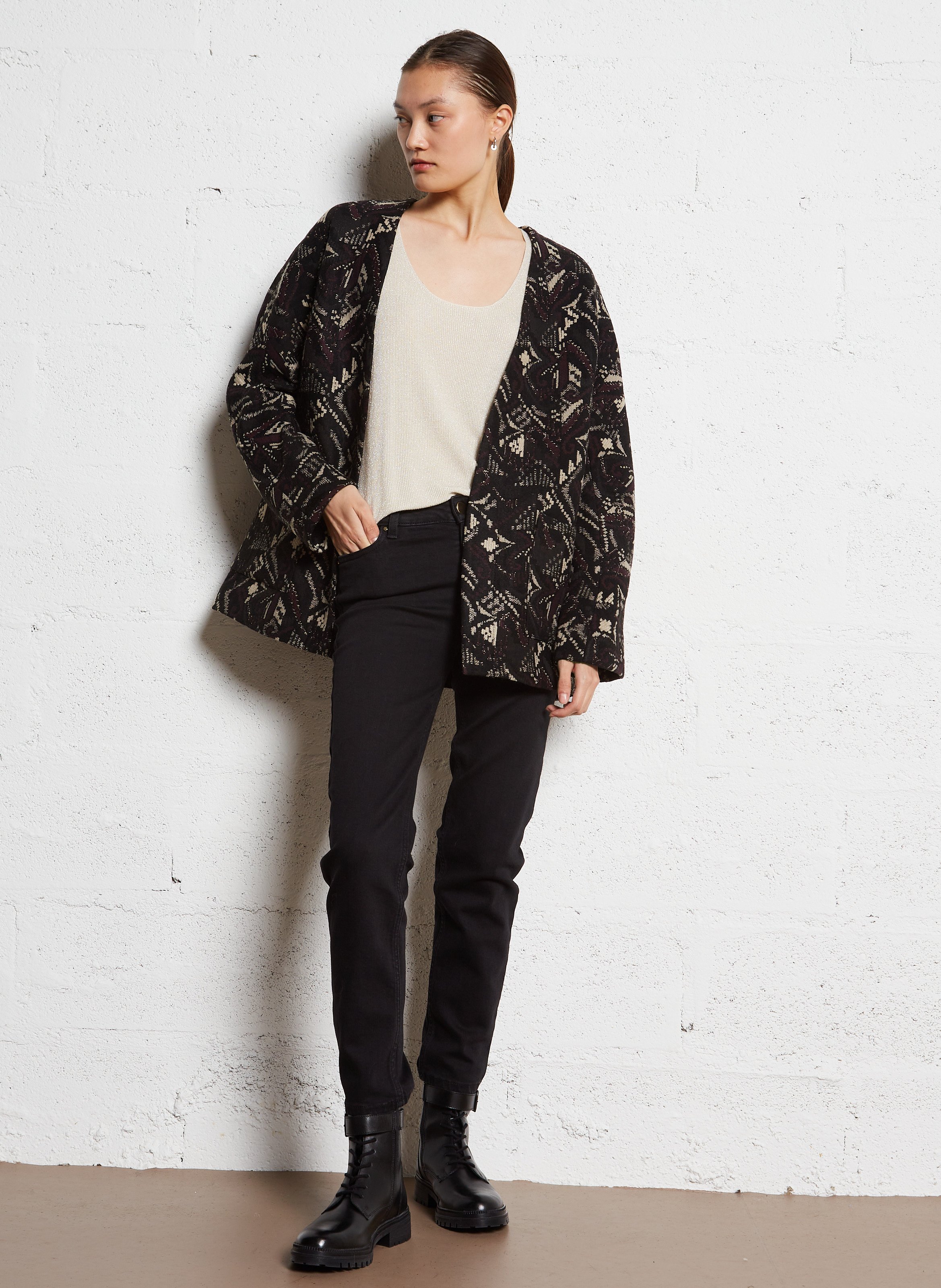 Slim-fit cotton blend jeans MAISON 123 Black