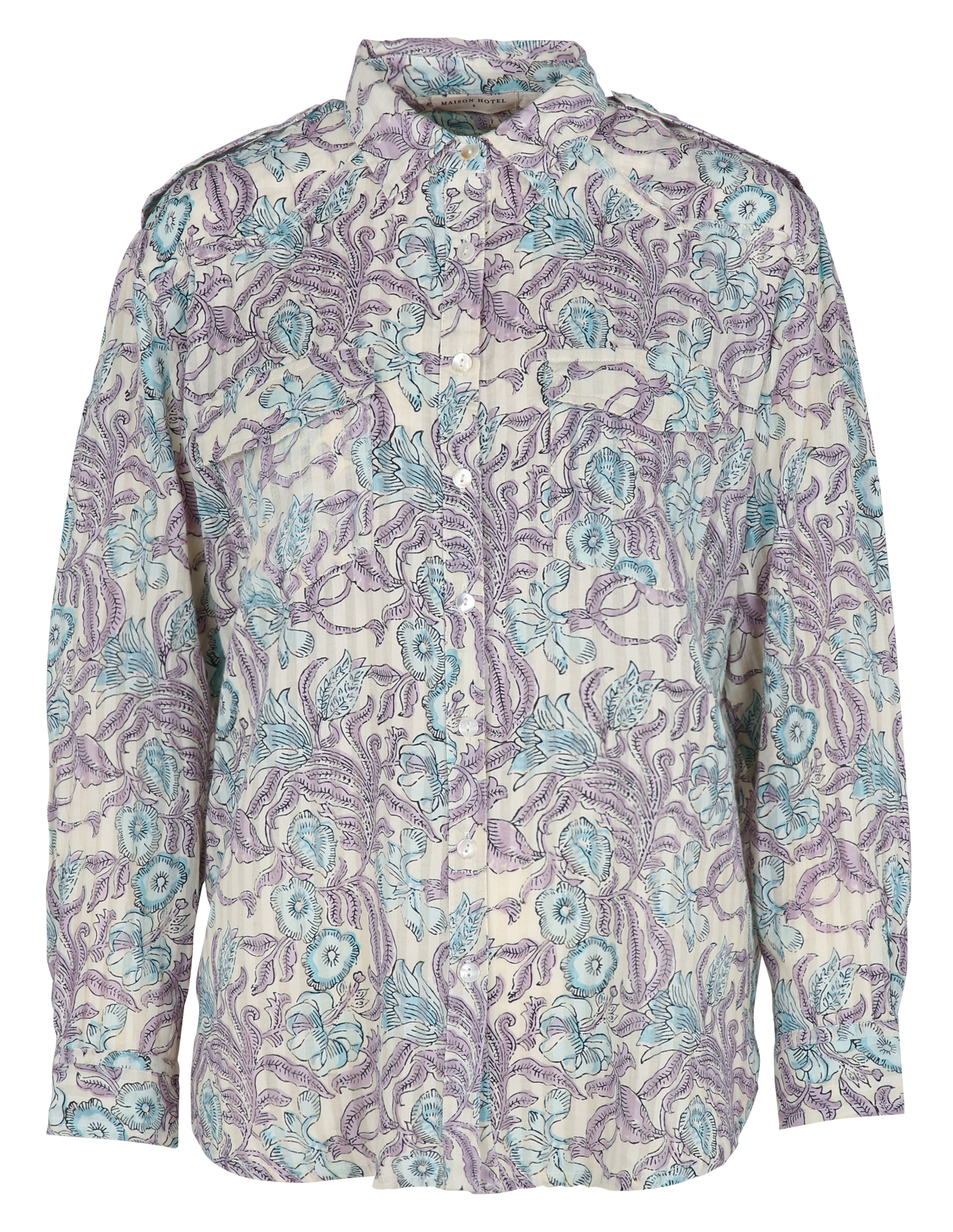 Straight printed cotton shirt MAISON HOTEL Blue