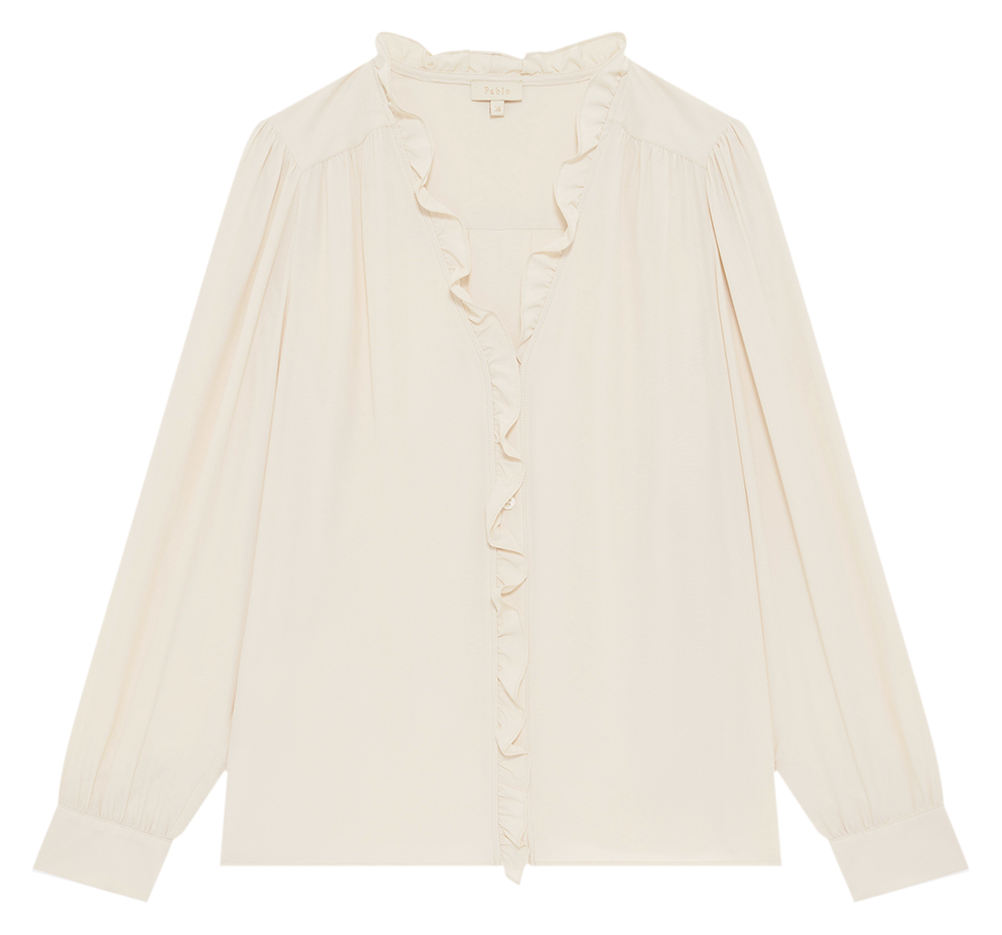 Chemise volantée à manches longue PABLO Beige