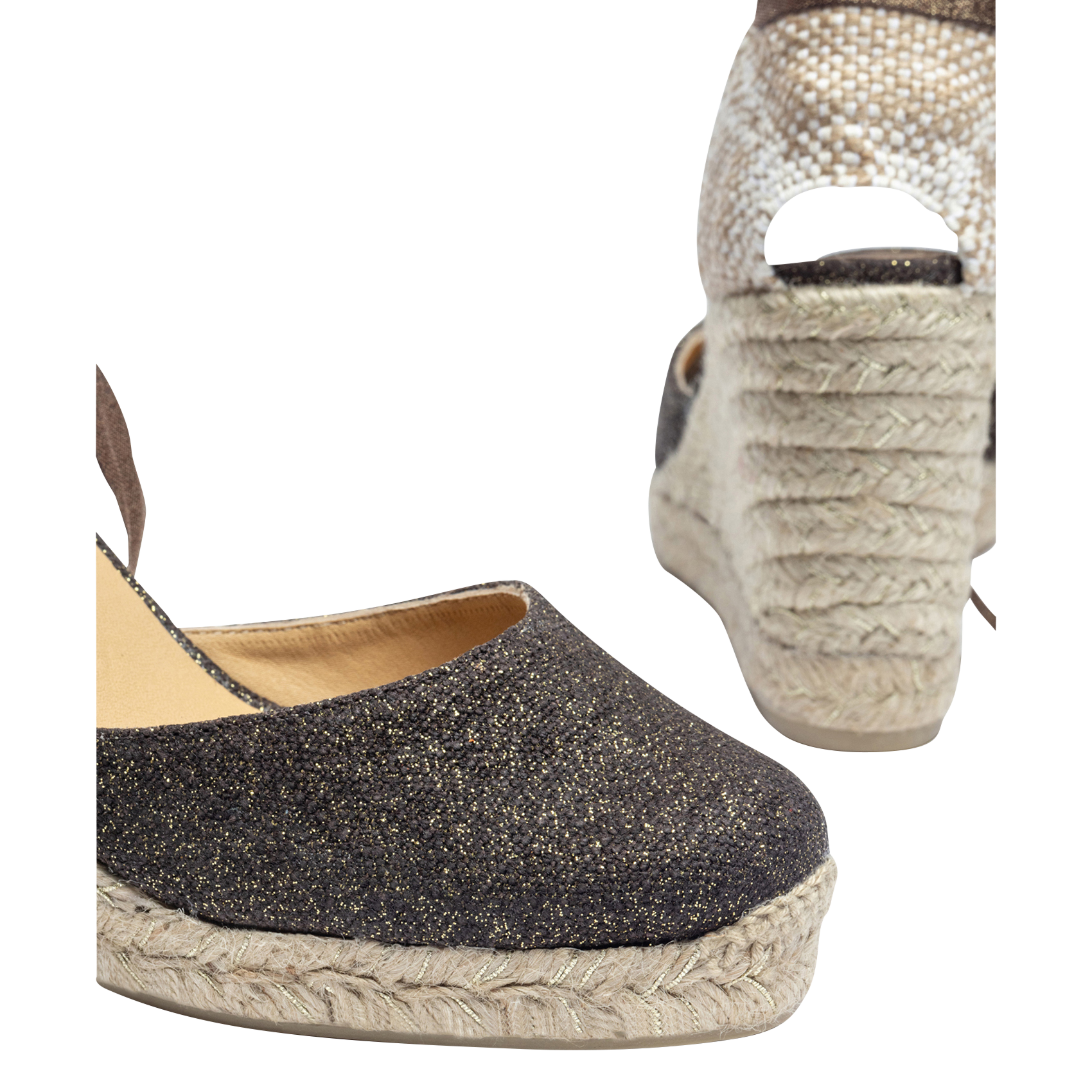 Espadrilles compensées en lin et coton CASTANER Marron