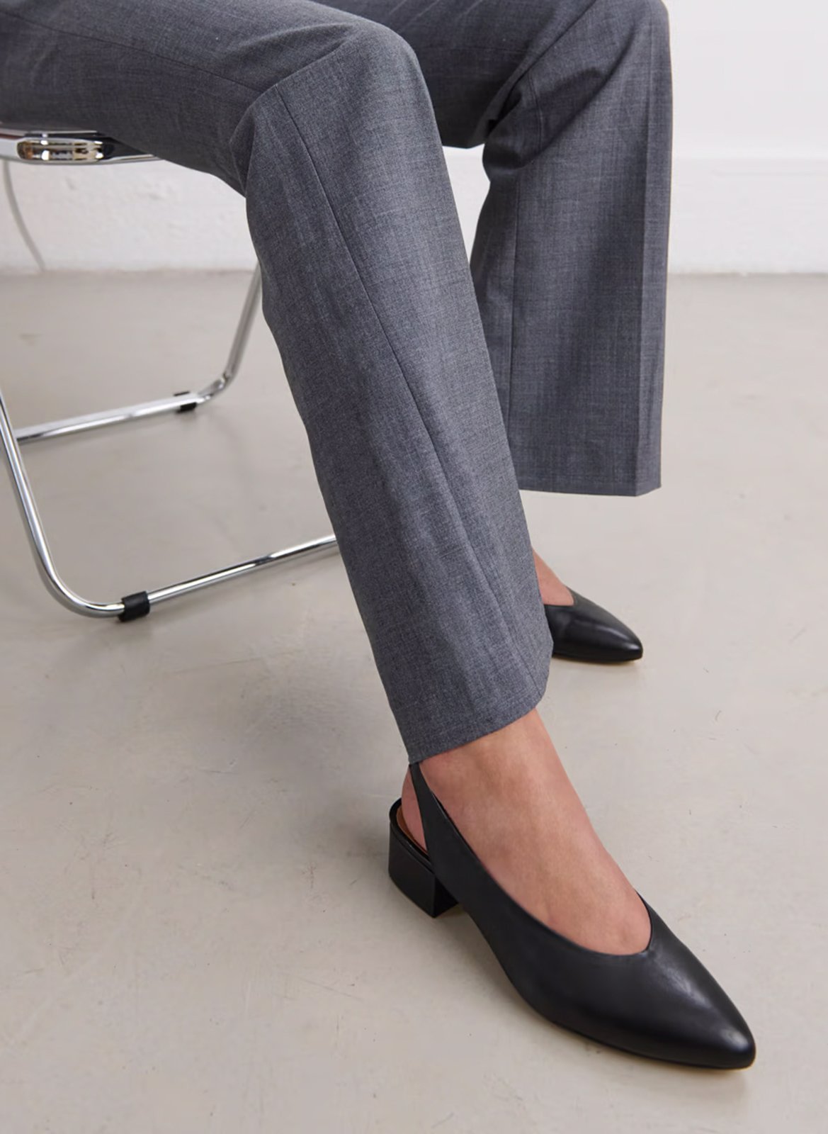 Ballerines en cuir lisse Noir