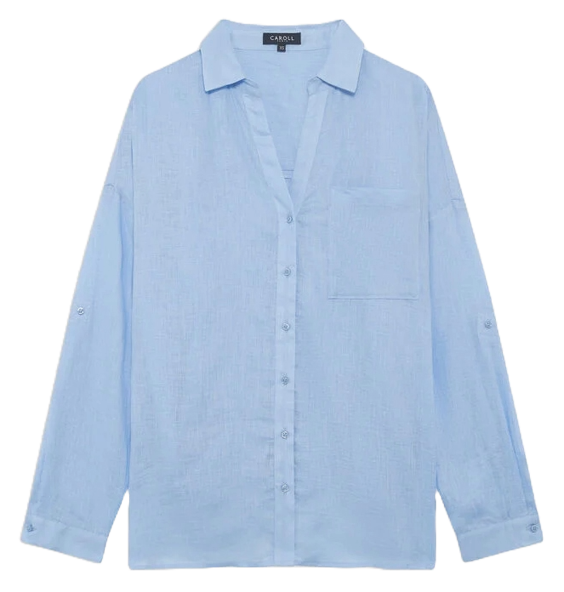 Checked linen shirt with classic collar CAROLL Blue