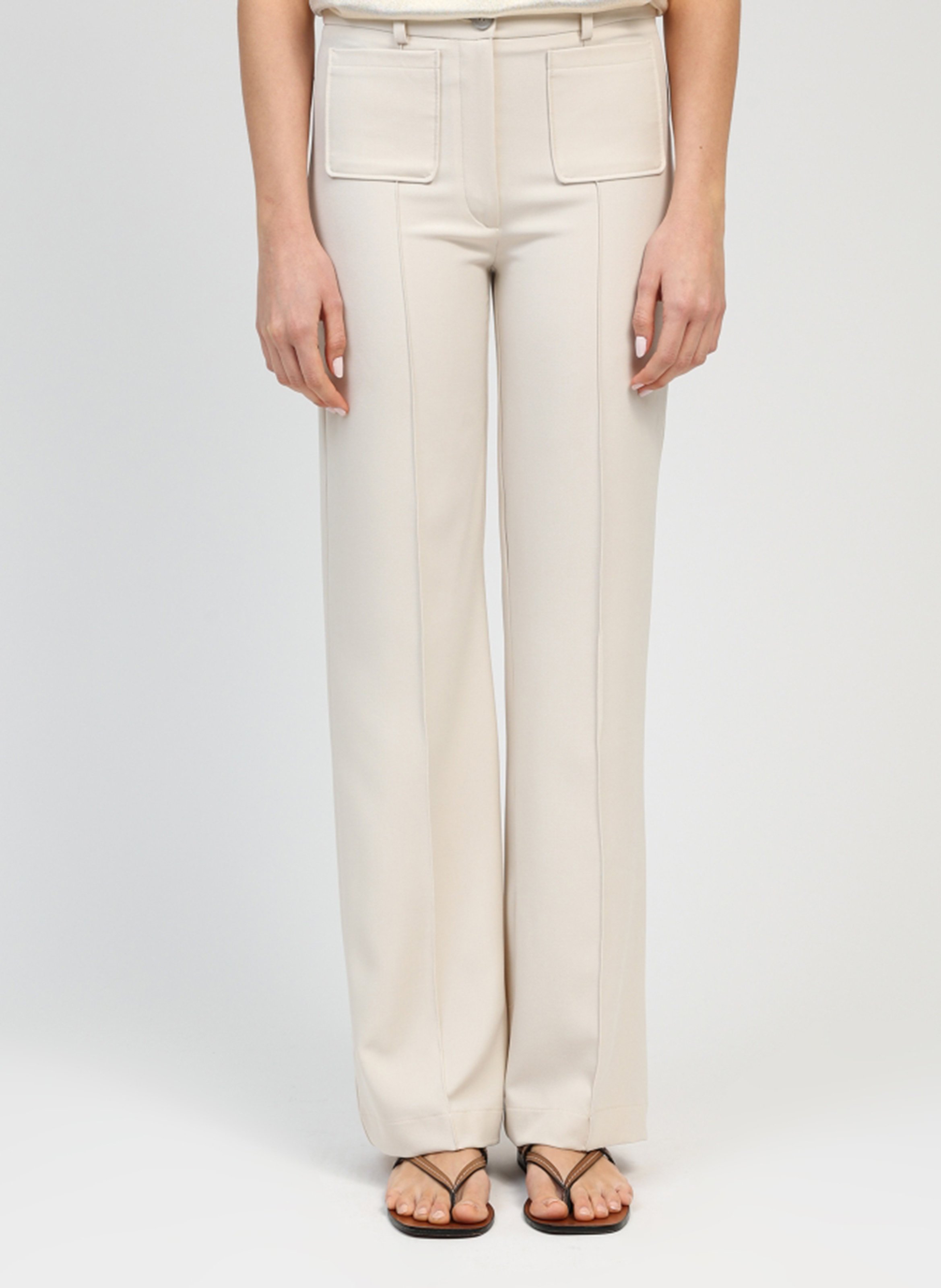 Straight pants with darts AN'GE Beige