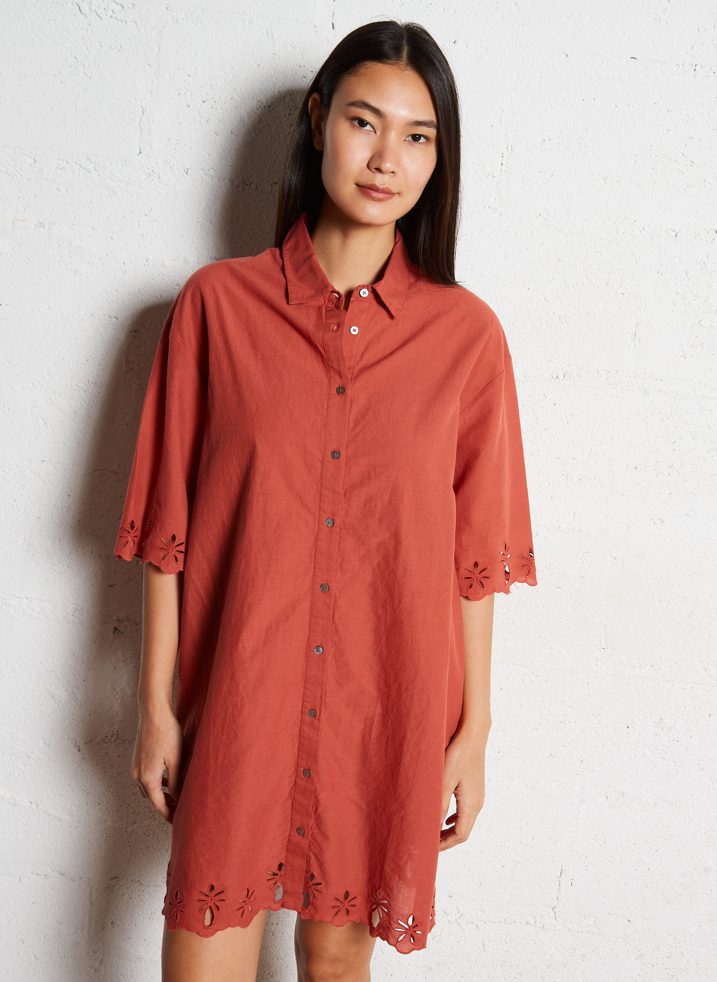 Robe midi droite boutonnée  HARTFORD Rouge