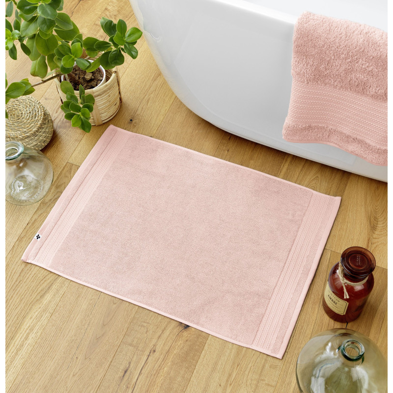 100% combed cotton bath mat L'EFFET PAPILLON Pink