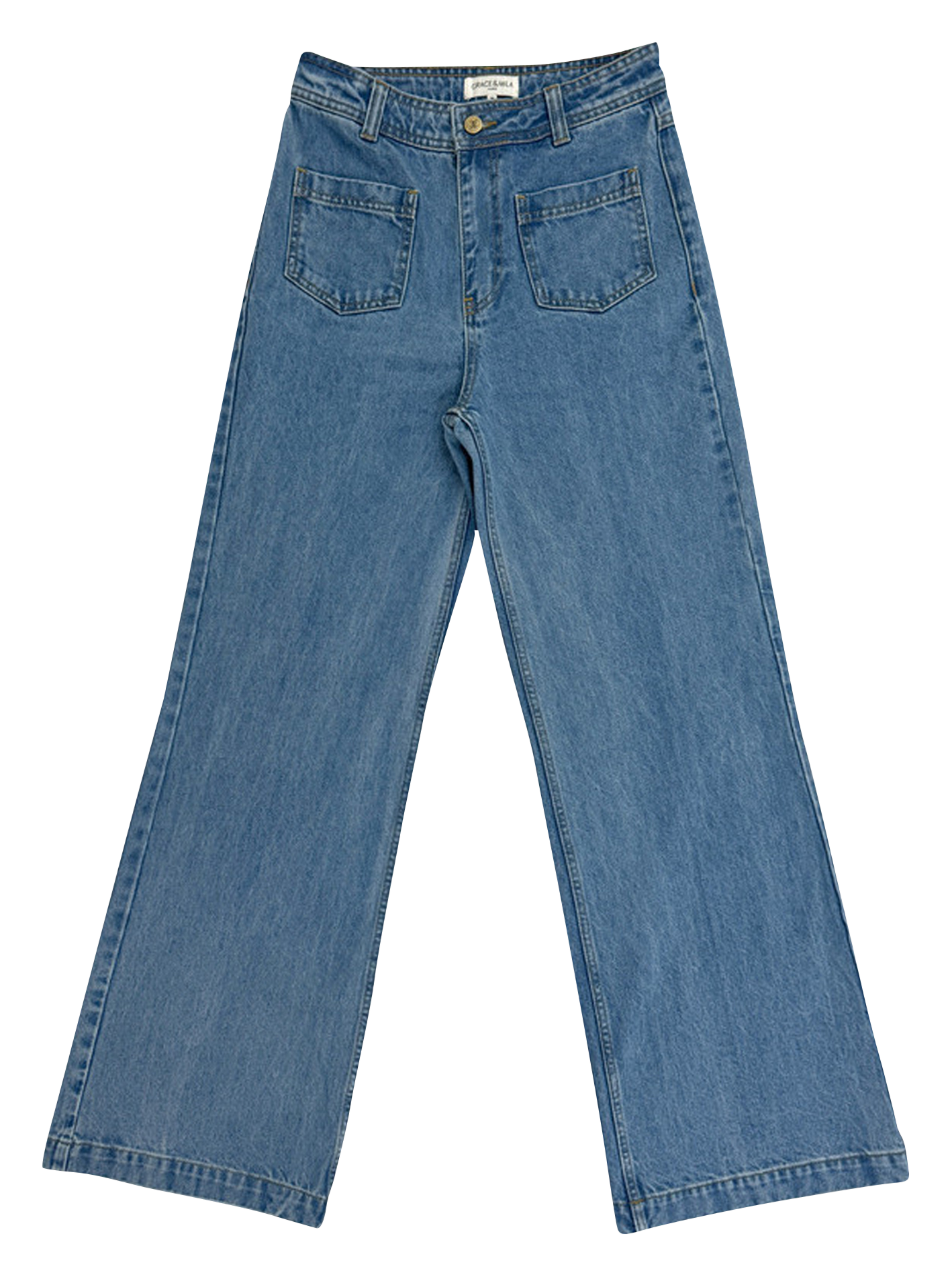 Cotton straight jeans GRACE ET MILA Blue