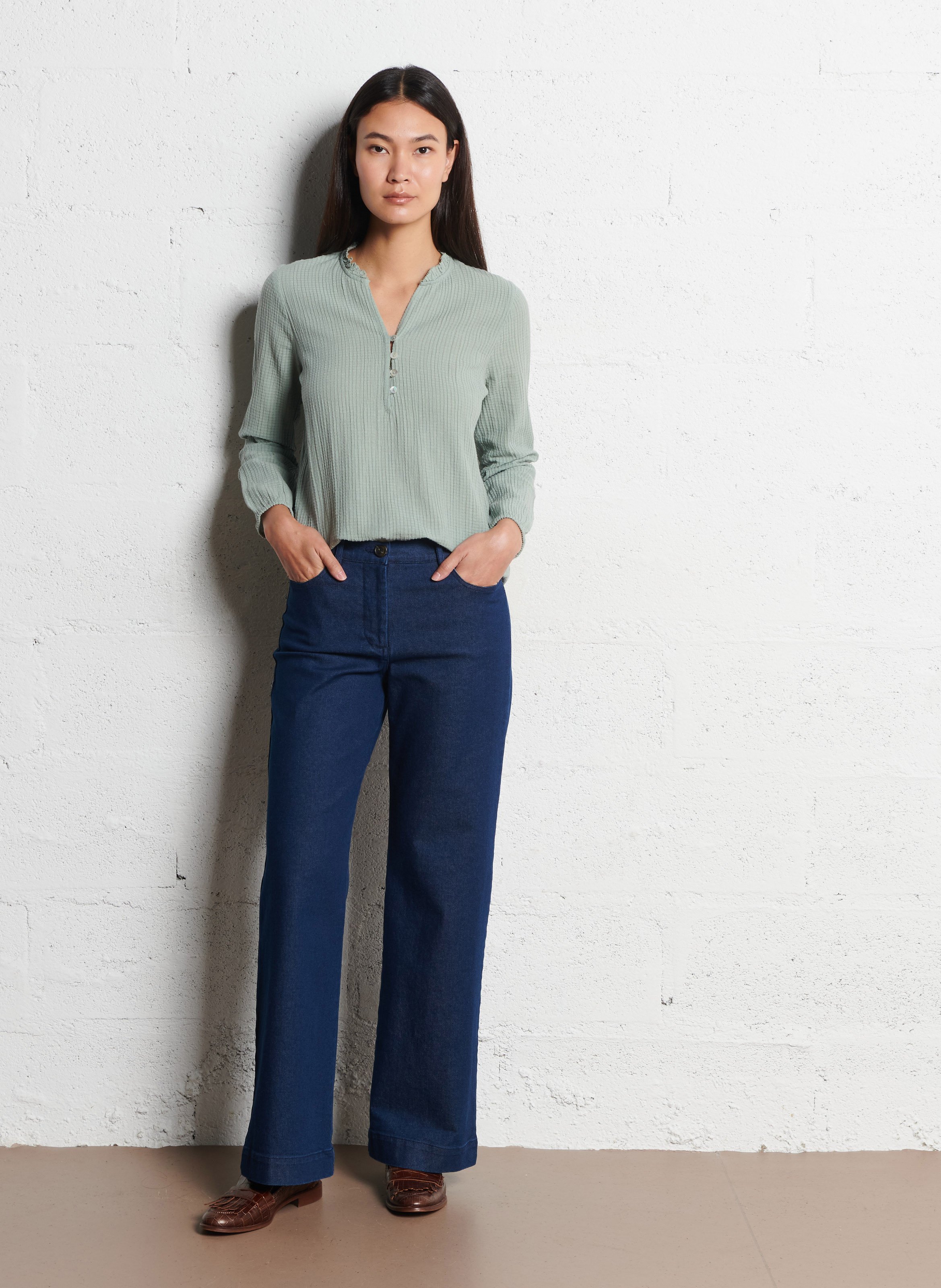 Cotton straight top NICE THINGS Green