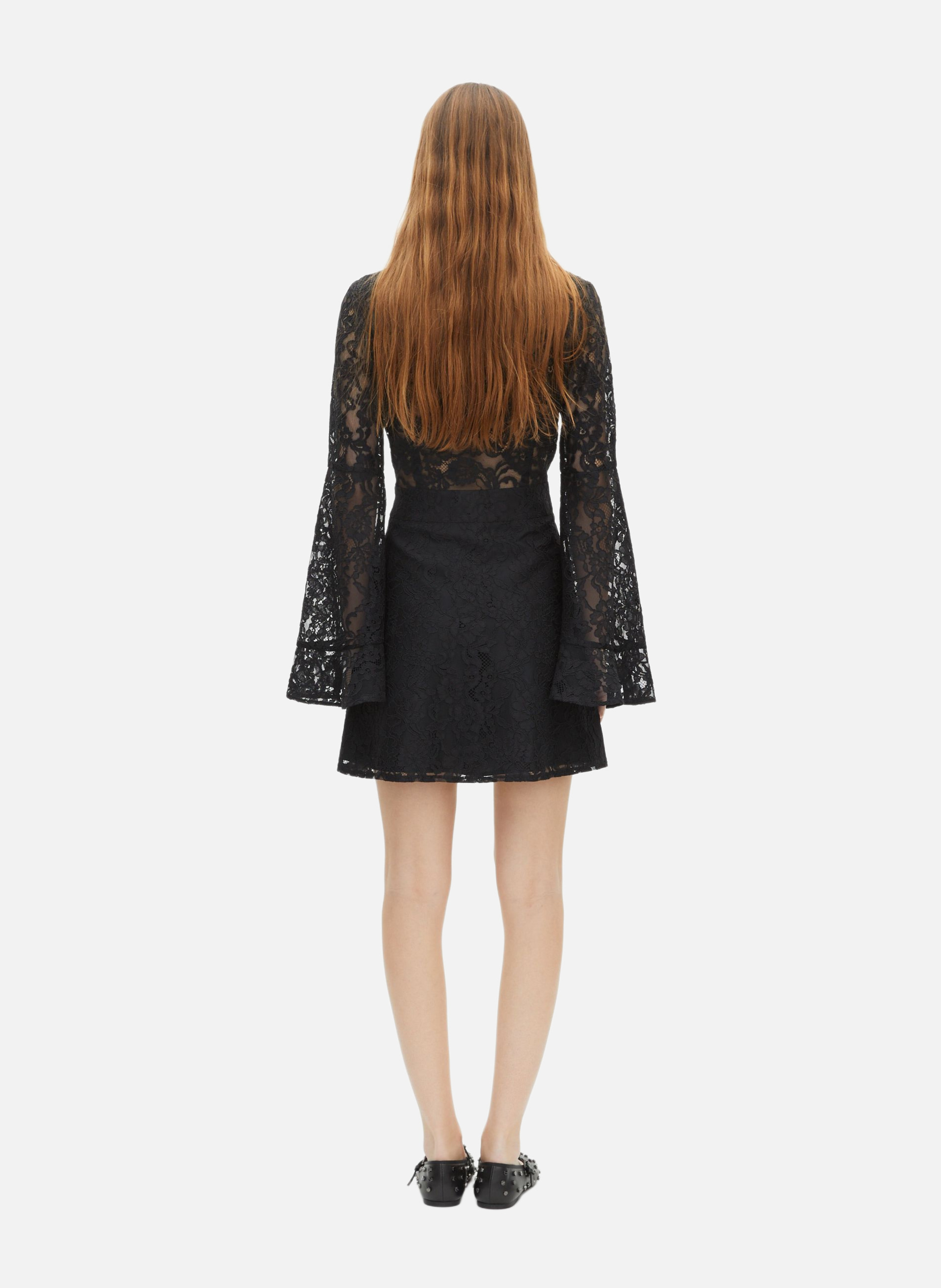 Short dress with flared sleeves in lace THE KOOPLES Black