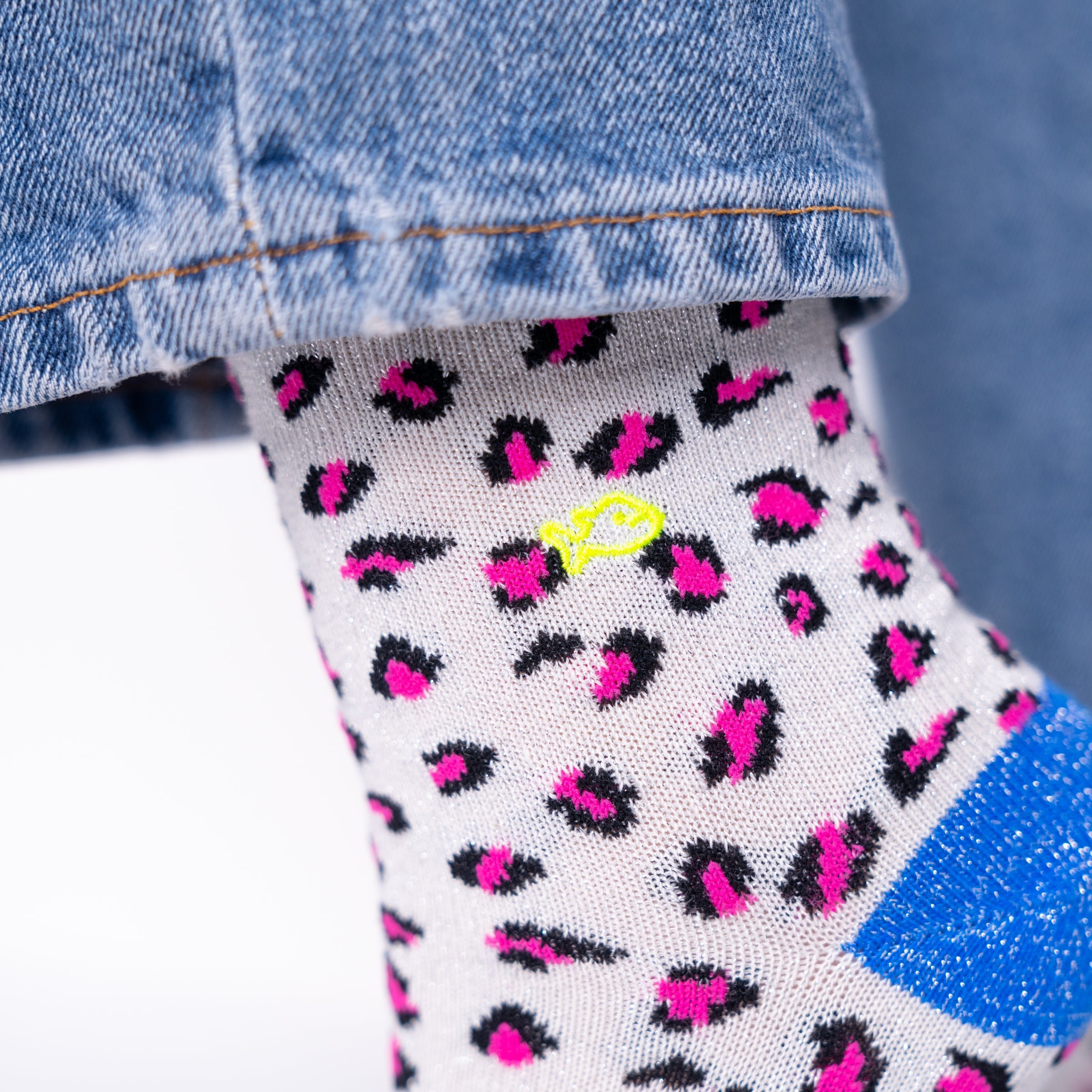 Leopard Combed Cotton Socks BILLYBELT White