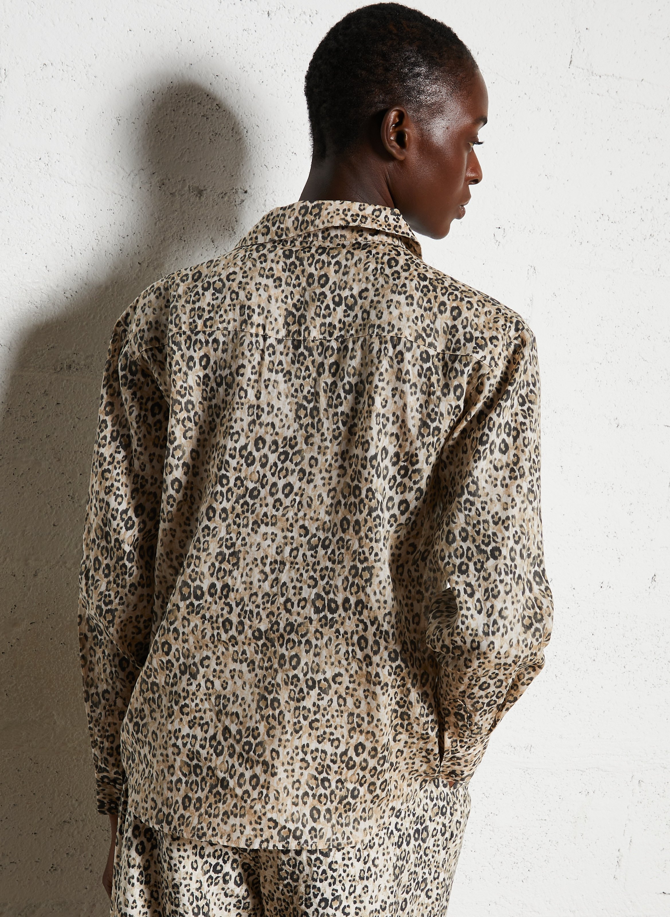 Chemise droite boutonnée à motif léopard MAISON 123 Beige