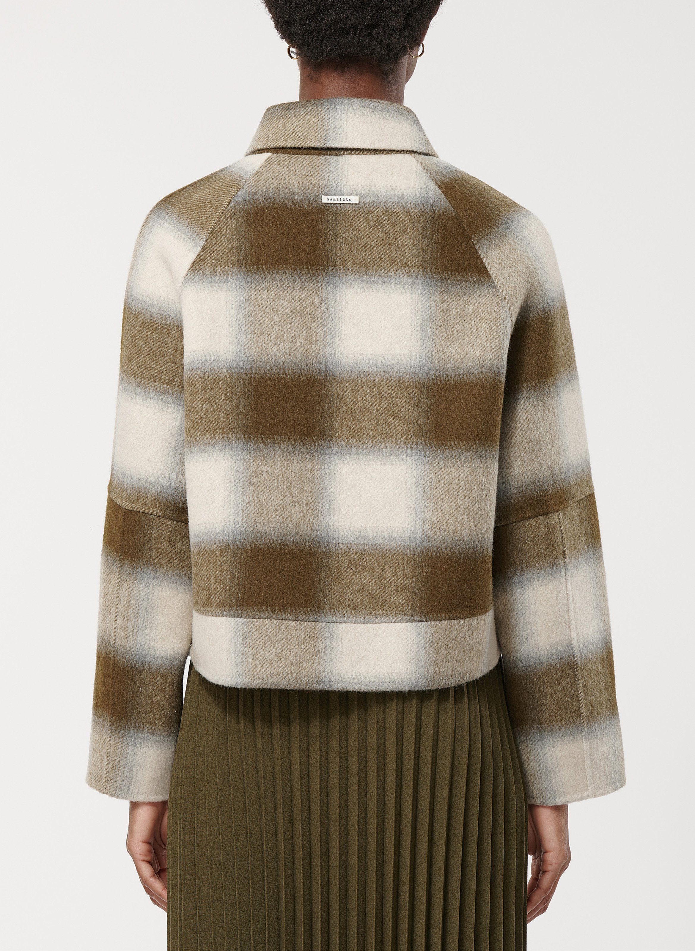 Veste ample col classique à carreaux en laine mélangée HUMILITY Vert
