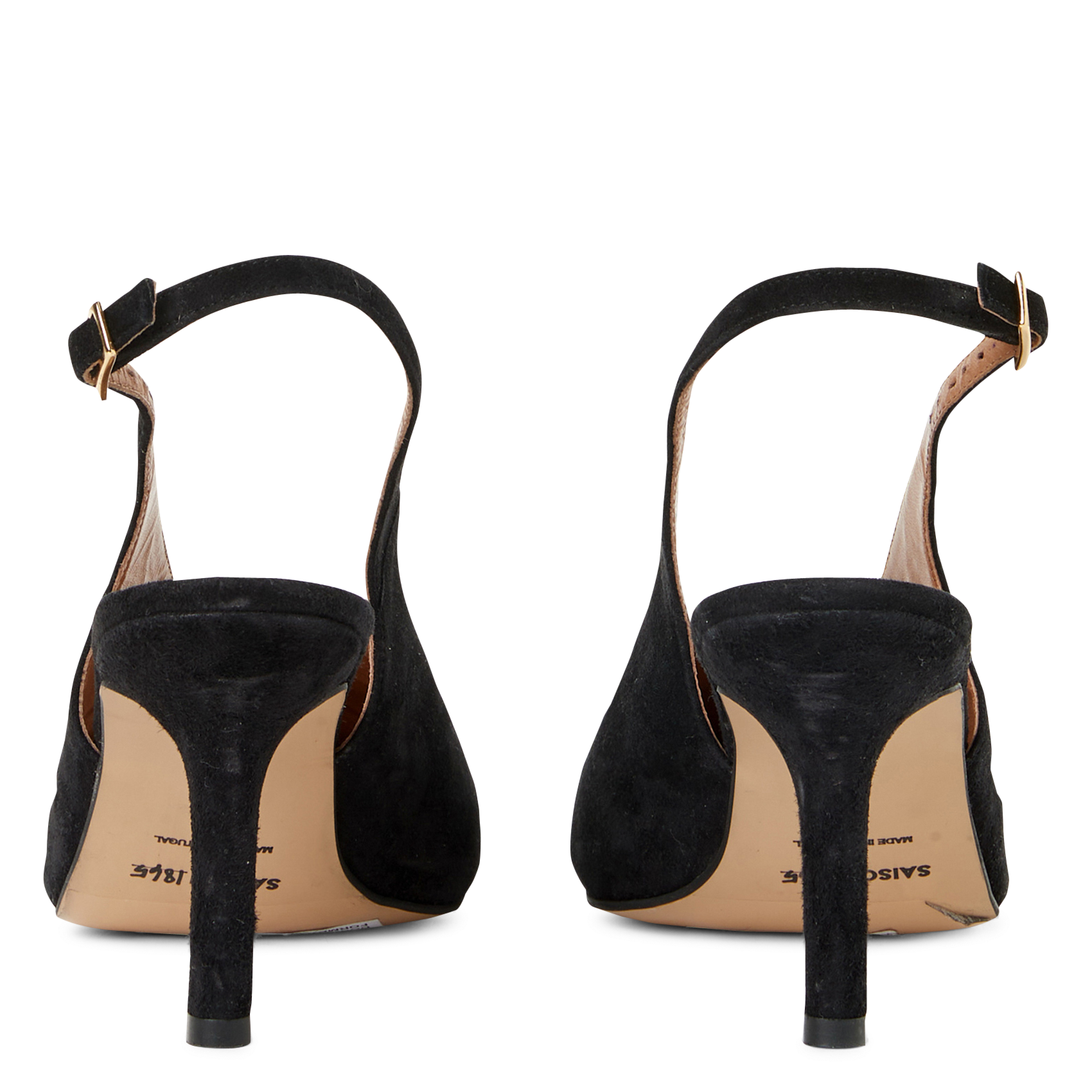 Sling-back suede leather pumps SAISON 1865 Black