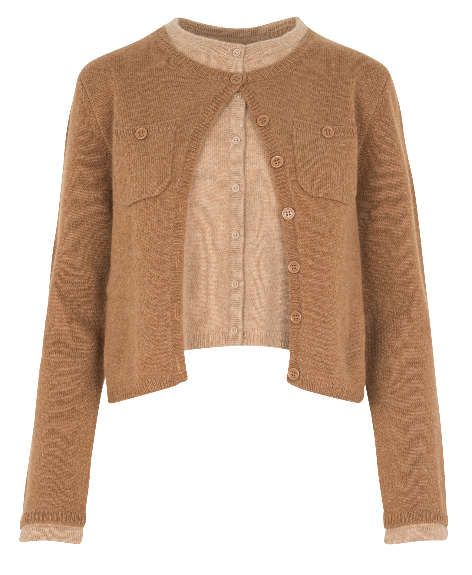 Rundhalsausschnittweste aus Wolle und Kaschmirgemisch BERENICE Beige