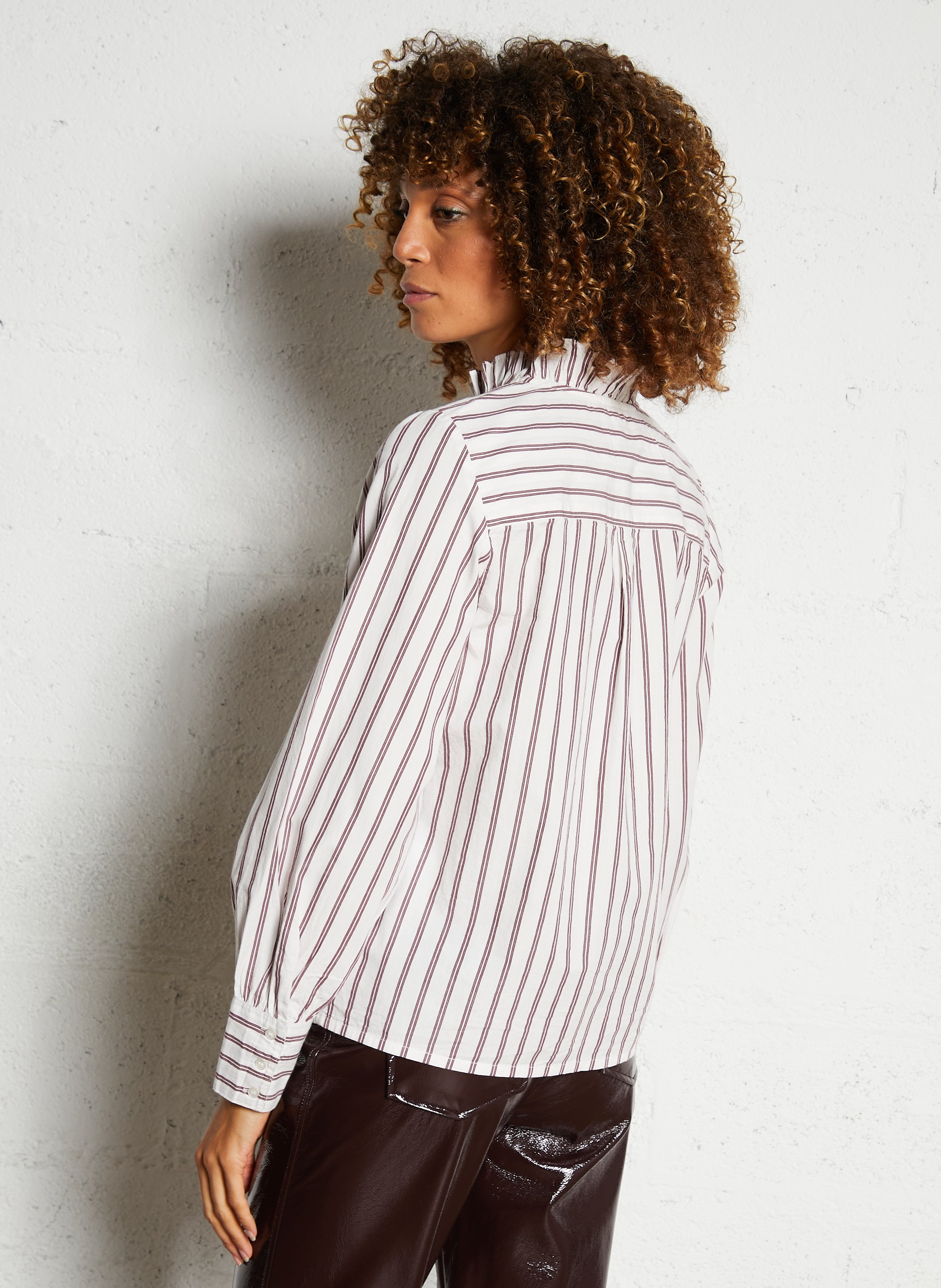 Straight cotton shirt with Lavallière collar PETITE MENDIGOTE Red