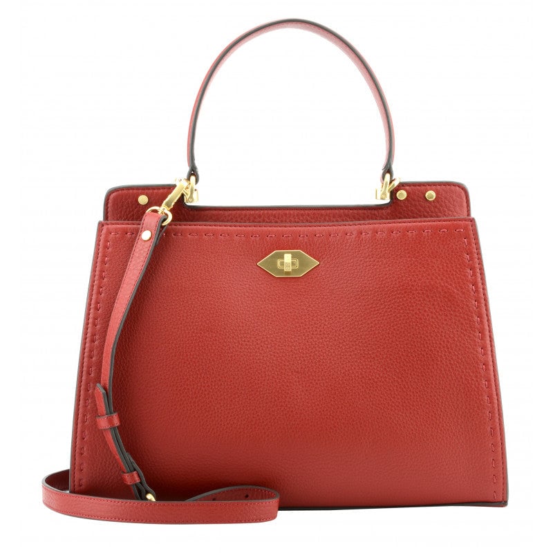 Handbag - cowhide leather POURCHET Red