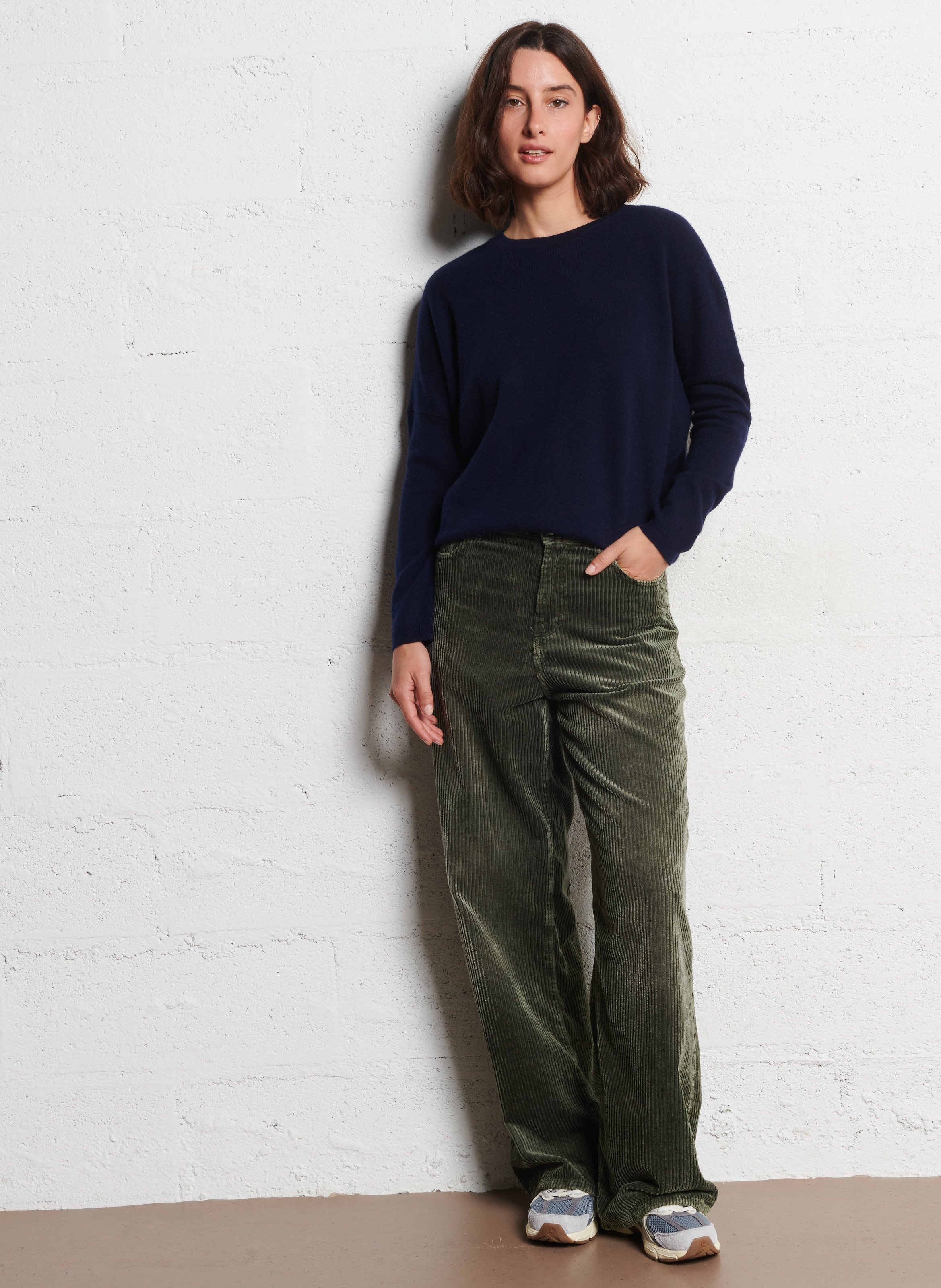 Rundhalsausschnitt-Pullover aus Woll-Kaschmir-Jacquard BERENICE Blau