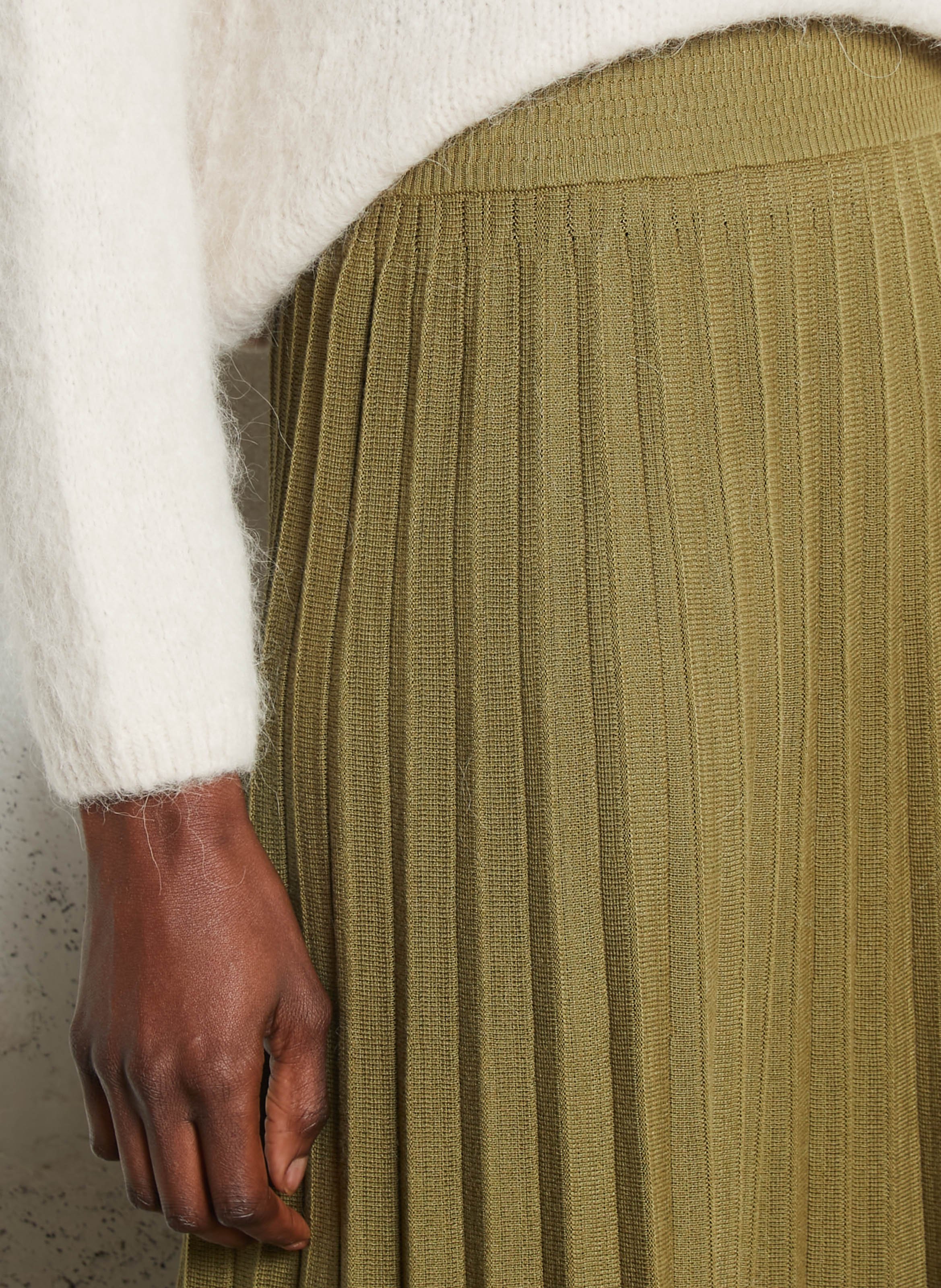Pleated knit midi skirt PETITE MENDIGOTE Khaki