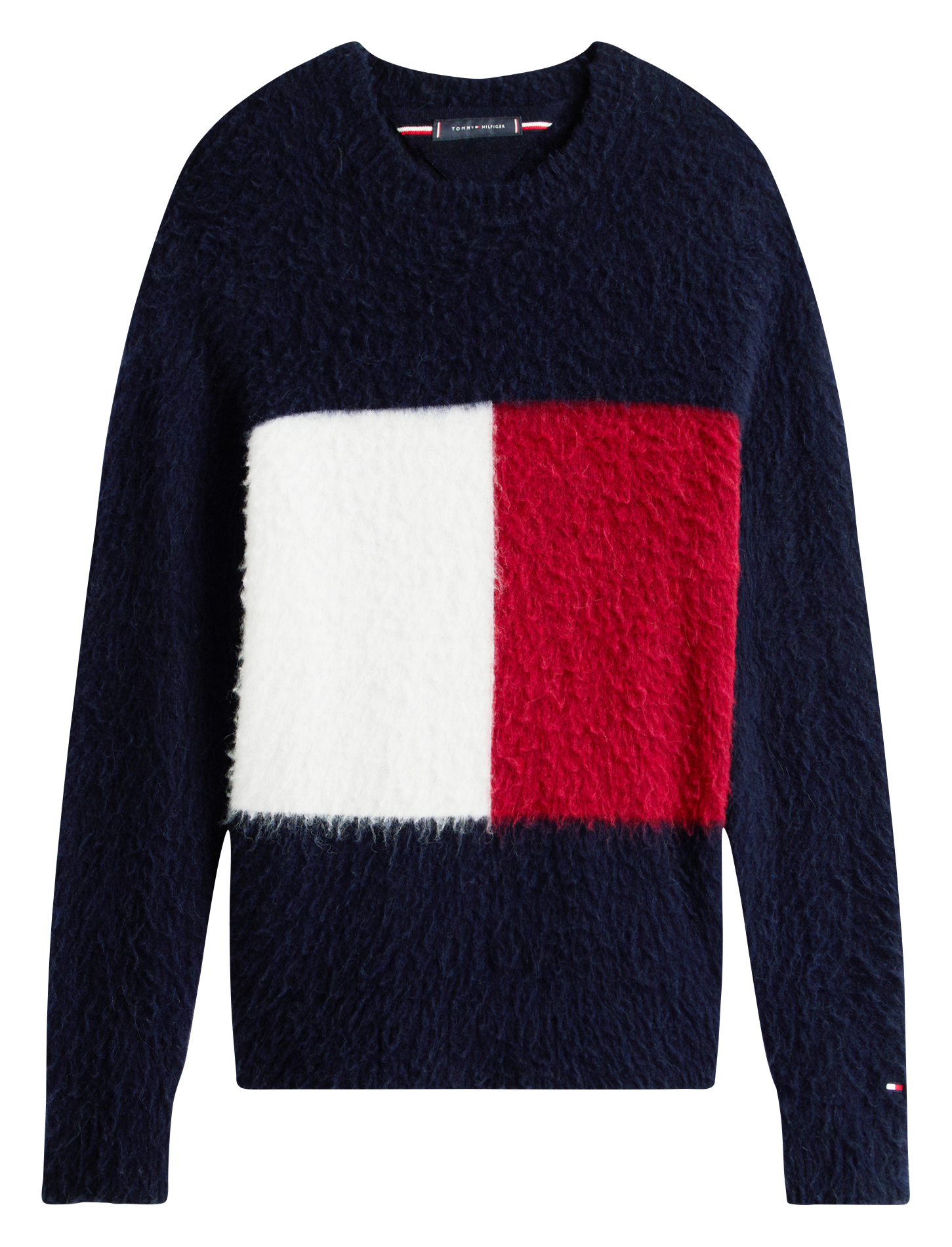Fluffy straight wool blend logo sweater TOMMY HILFIGER Blue