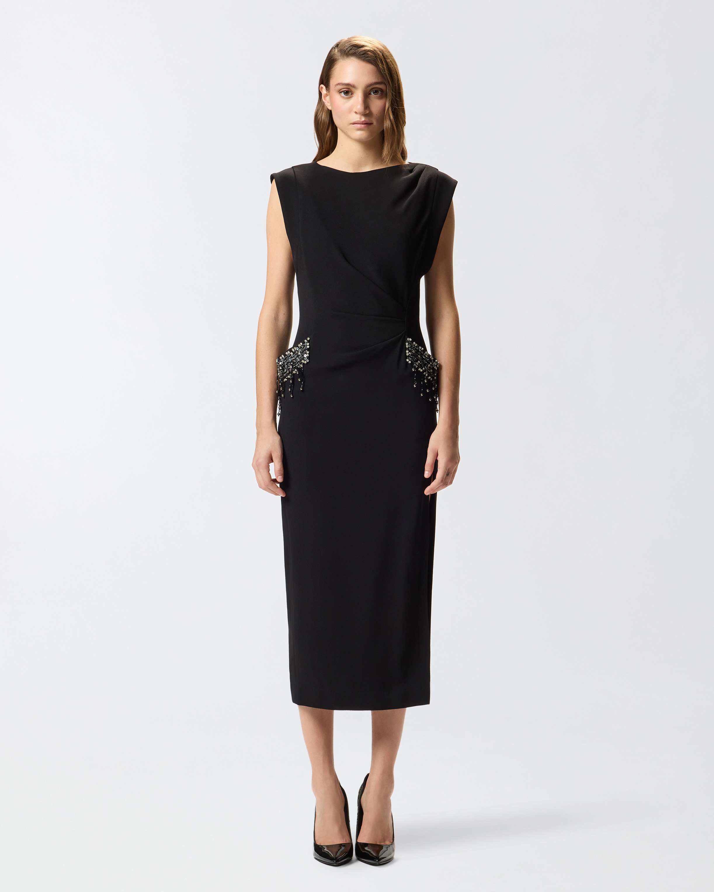Fitted dress with jewel embroidery PINKO Black