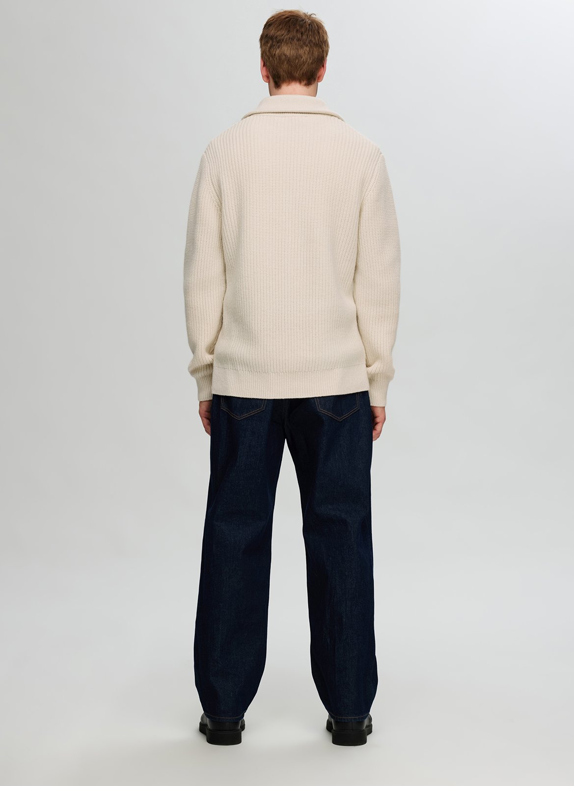 Pull col montant en laine mélangée SELECTED Blanc