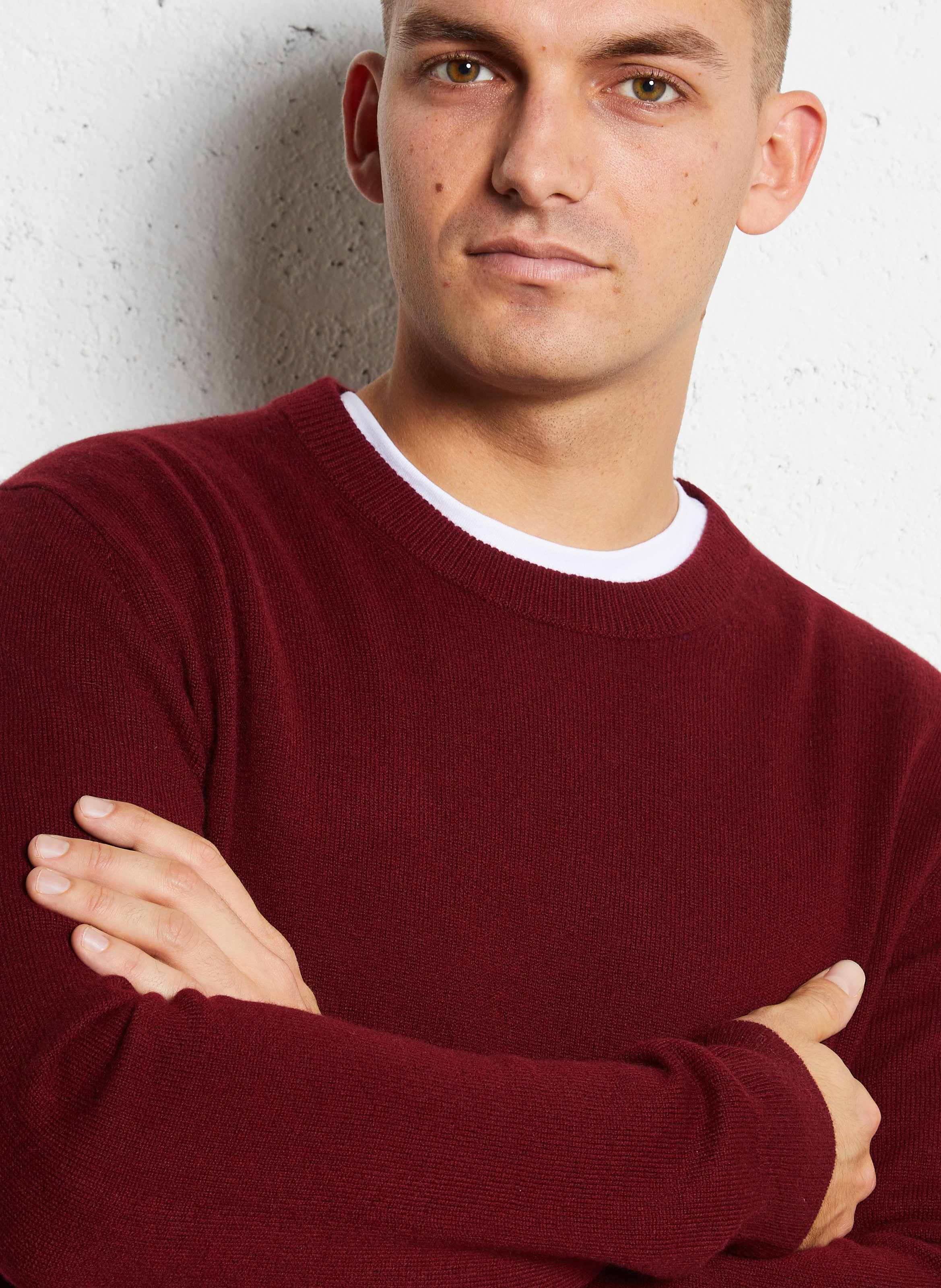 Straight cotton sweater with round neck AU PRINTEMPS PARIS Purple