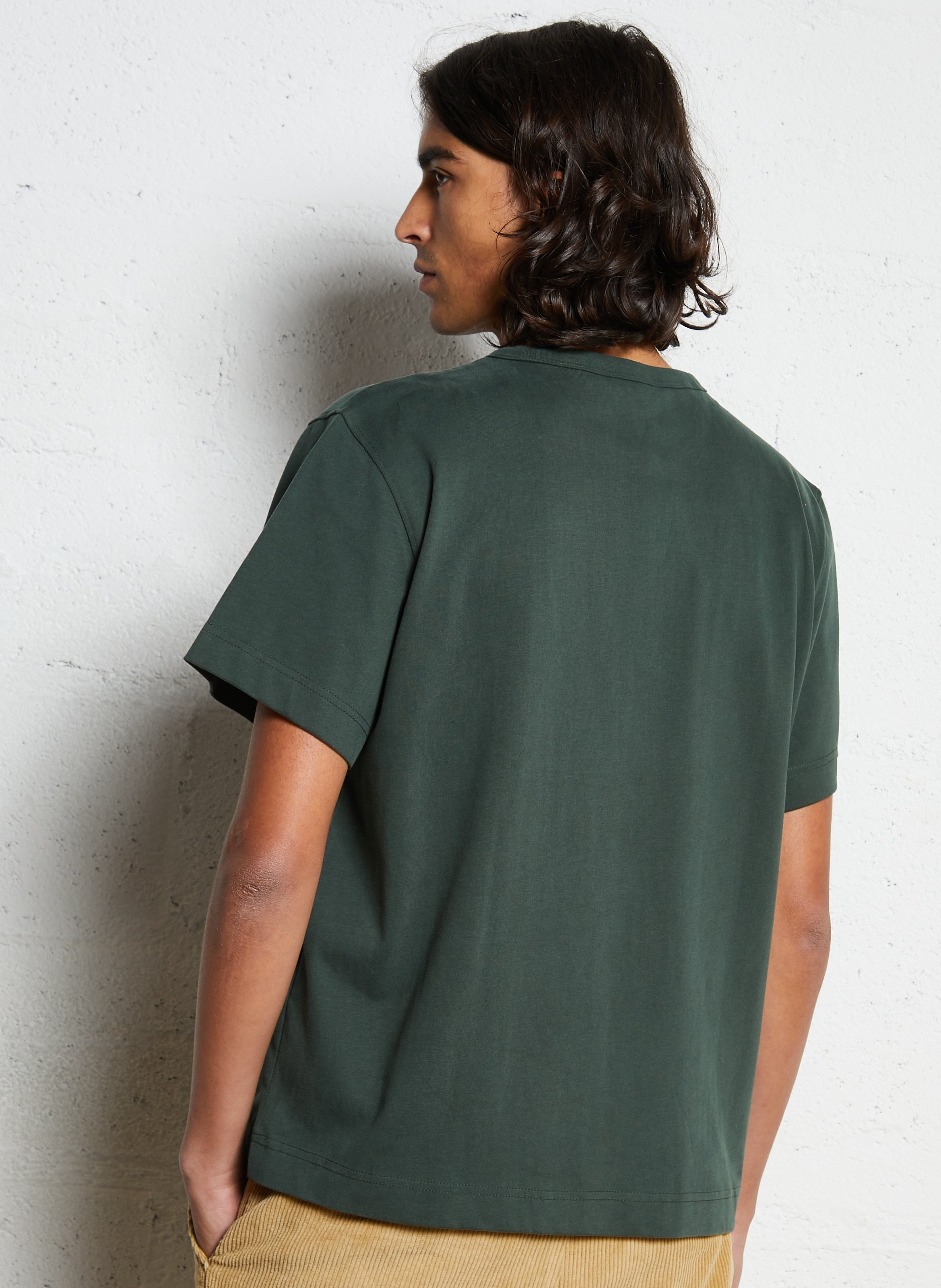 Tee-shirt col rond en coton organique SELECTED Vert
