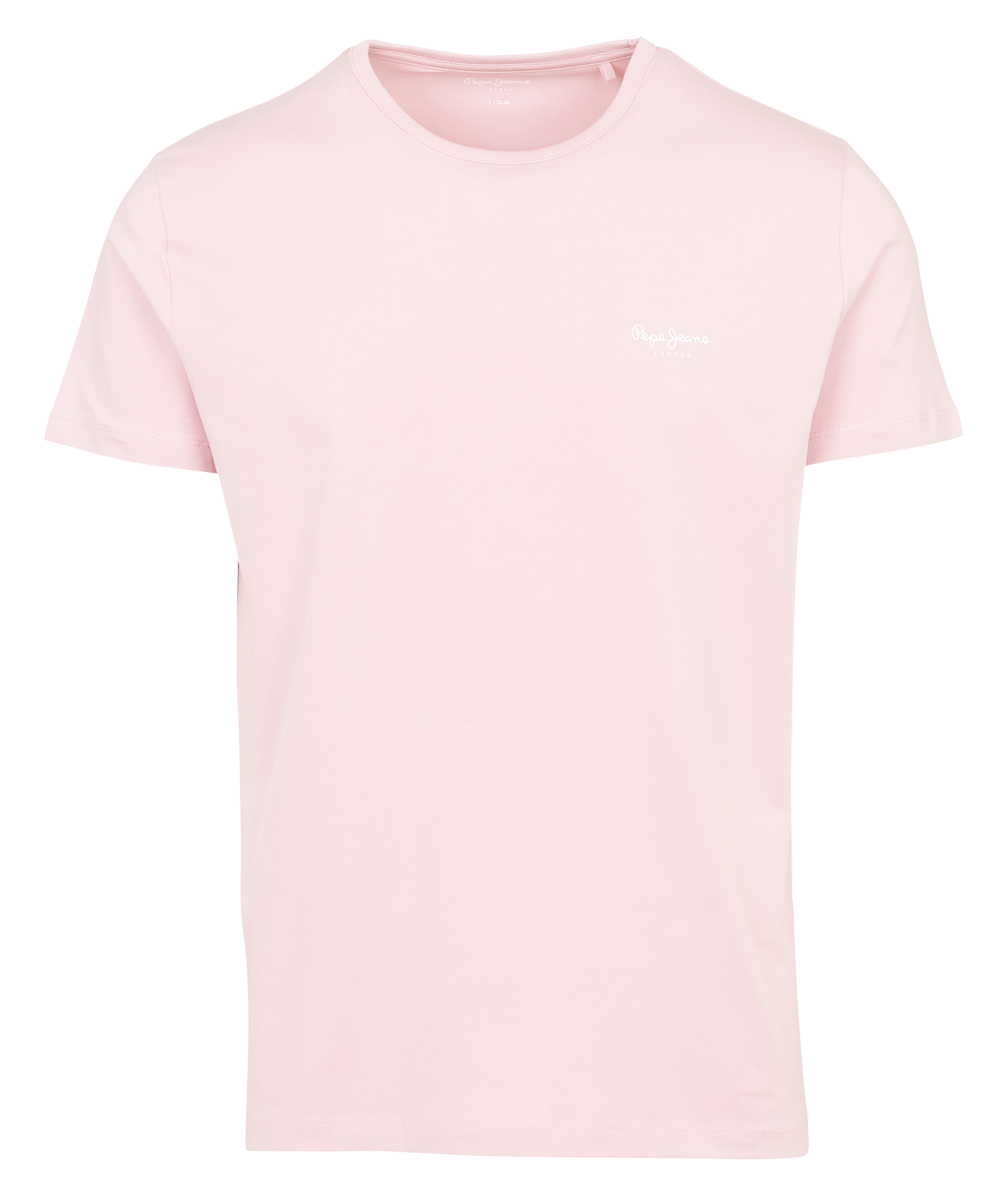 Solid straight t-shirt with chest logo. PEPE JEANS Pink