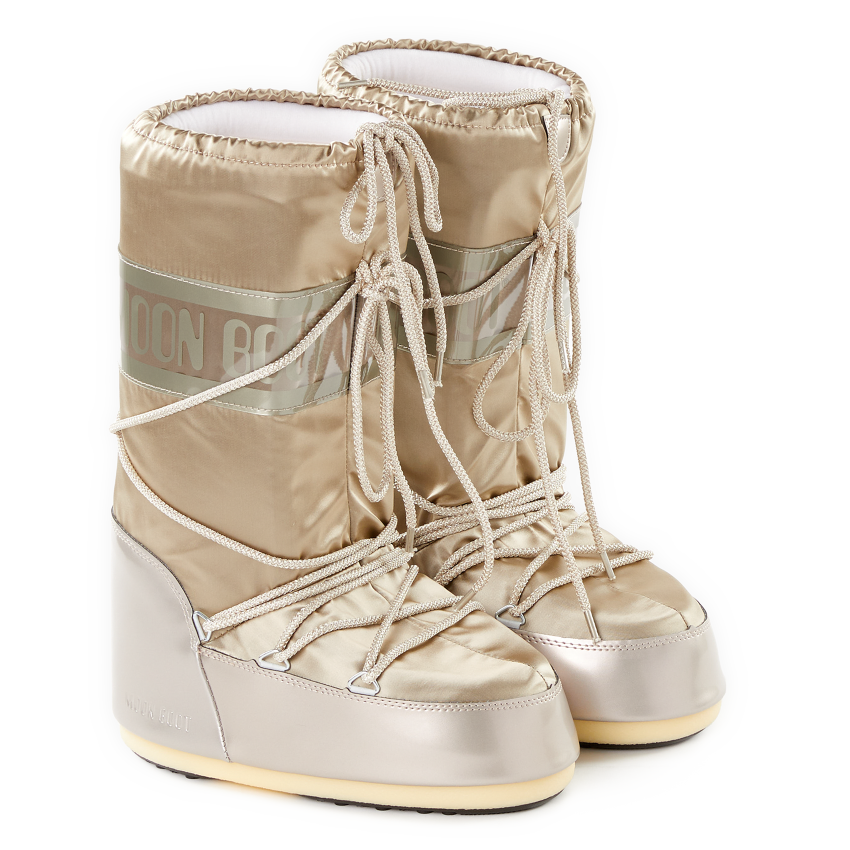 Bottes à lacets en satin MOON BOOT Doré