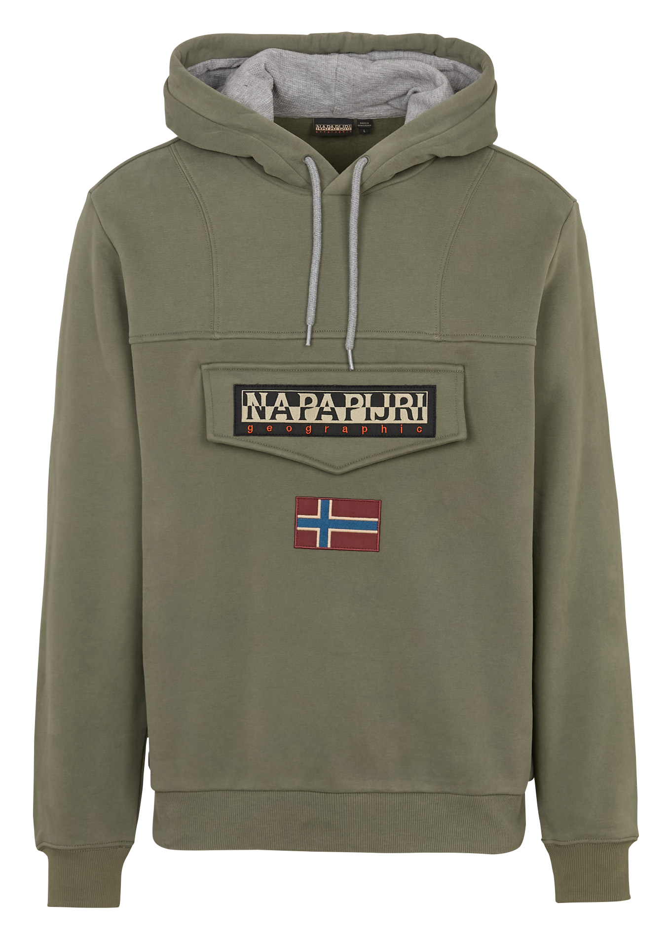 Sweat à capuche brodé en coton mélangé NAPAPIJRI Vert