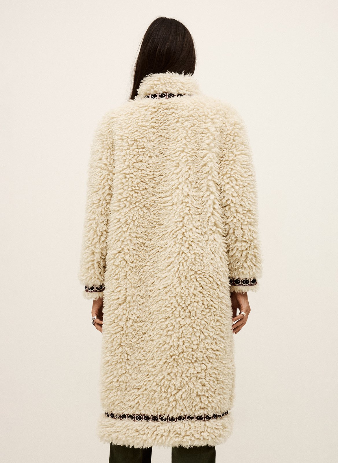 Manteau col châle effet fourrure BA&SH Beige