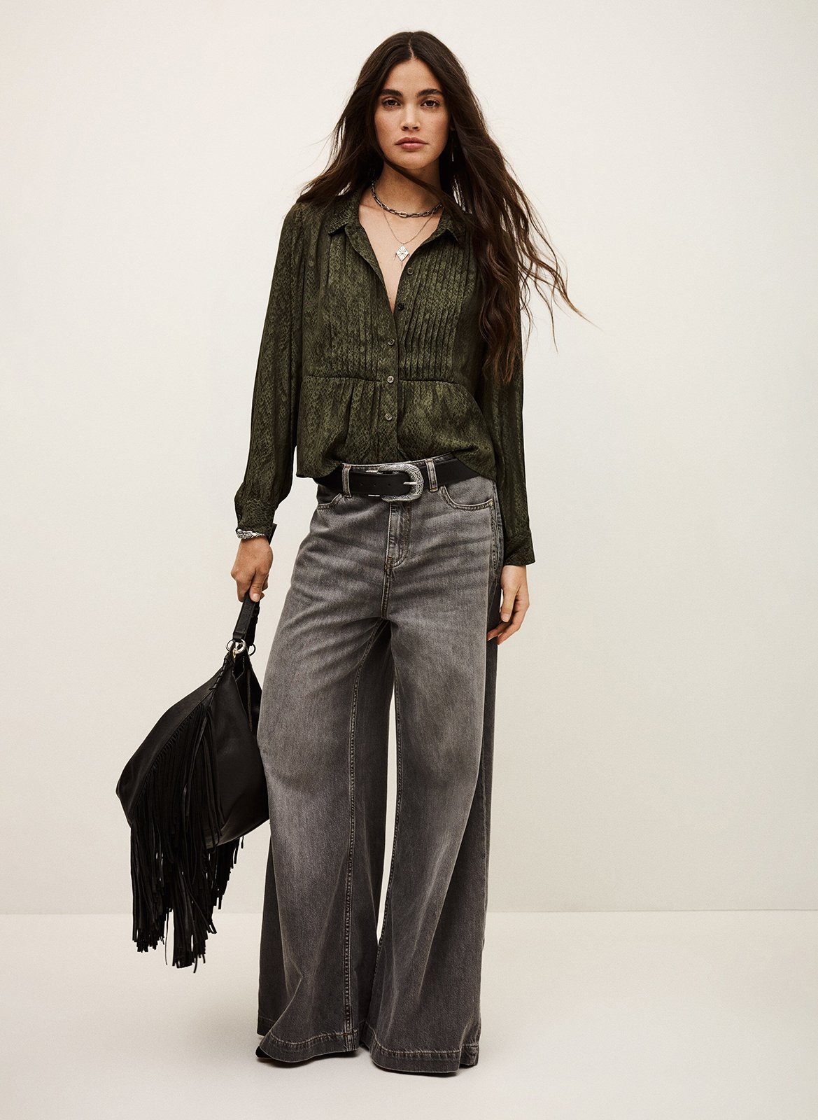 Blouse met klassieke kraag BA&SH Kaki