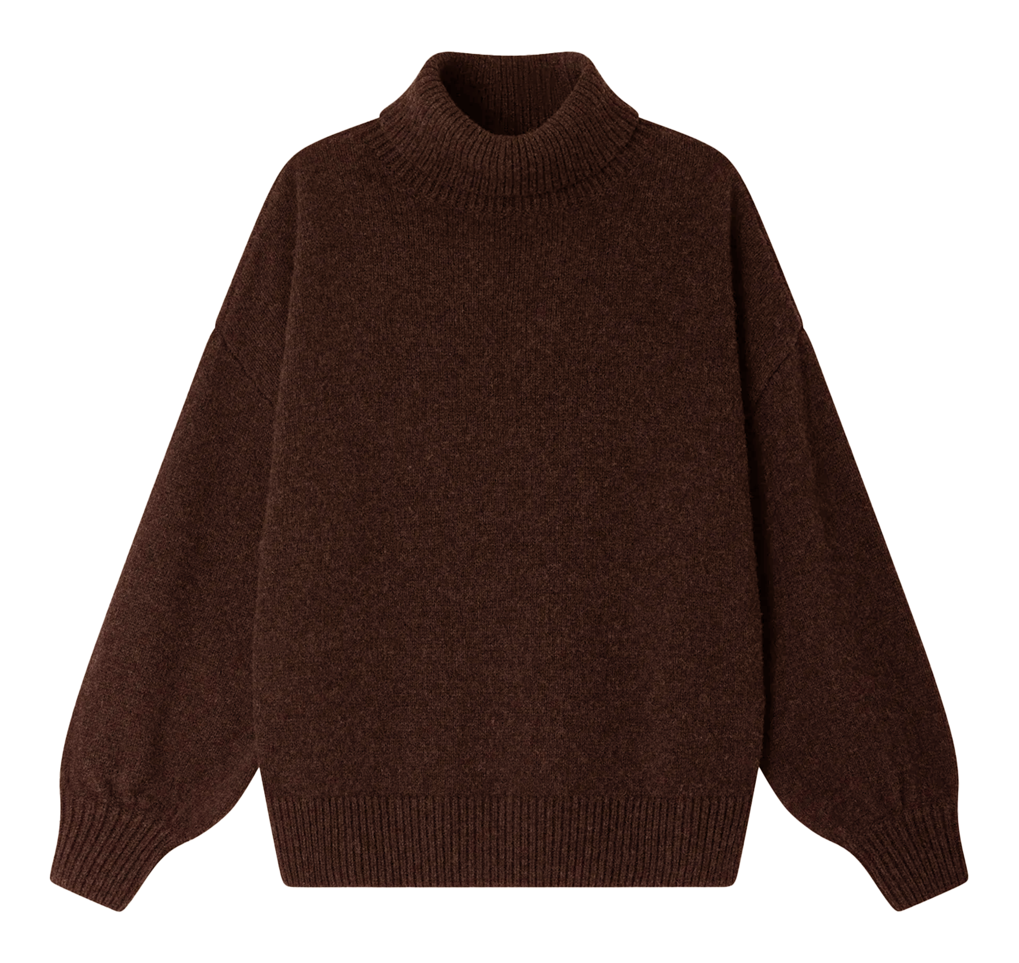 Pull oversize col roulé en laine et cachemire SESSUN Marron