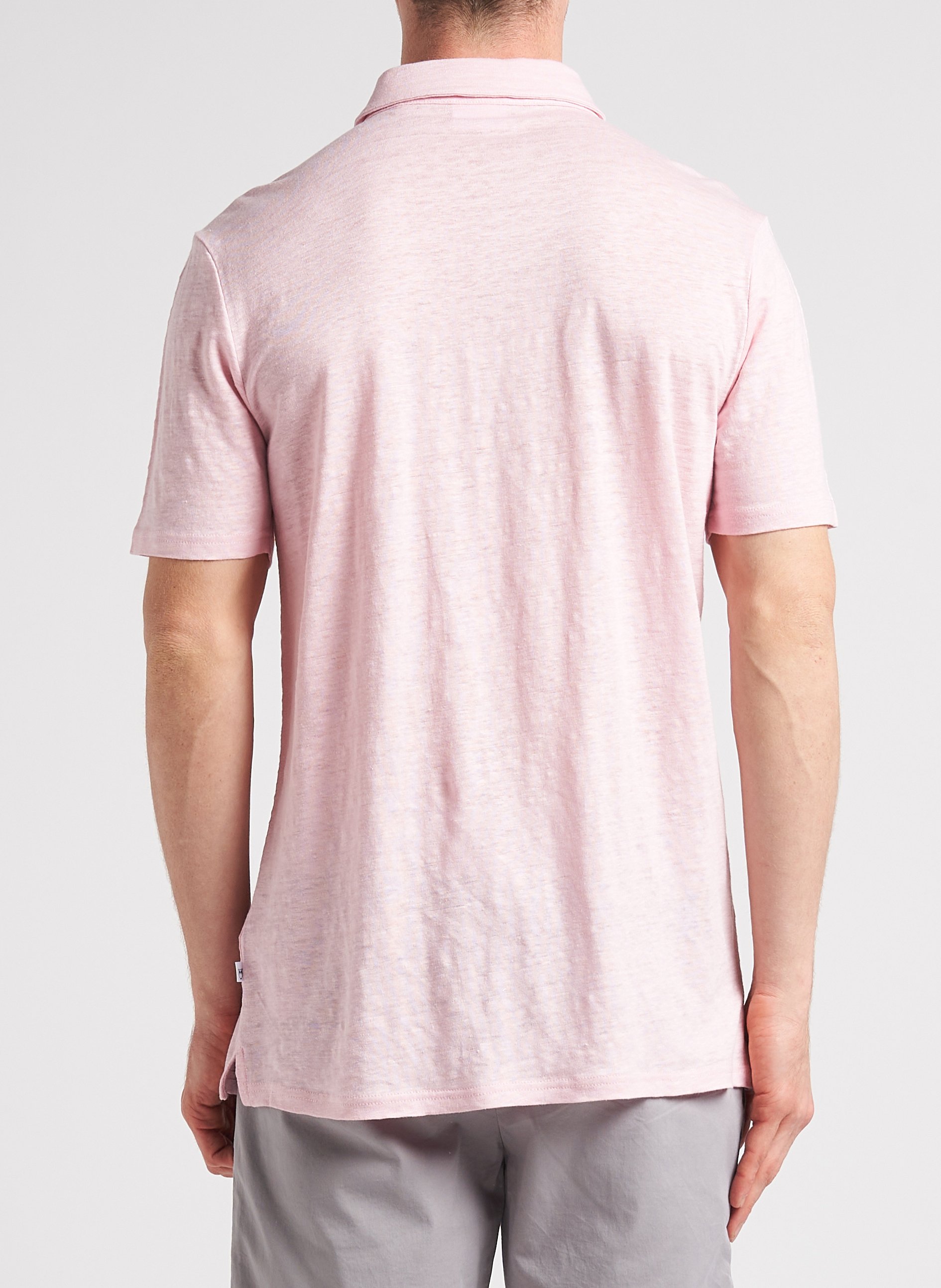 Straight-leg organic linen polo shirt KNOWLEDGE COTTON APPAREL Pink