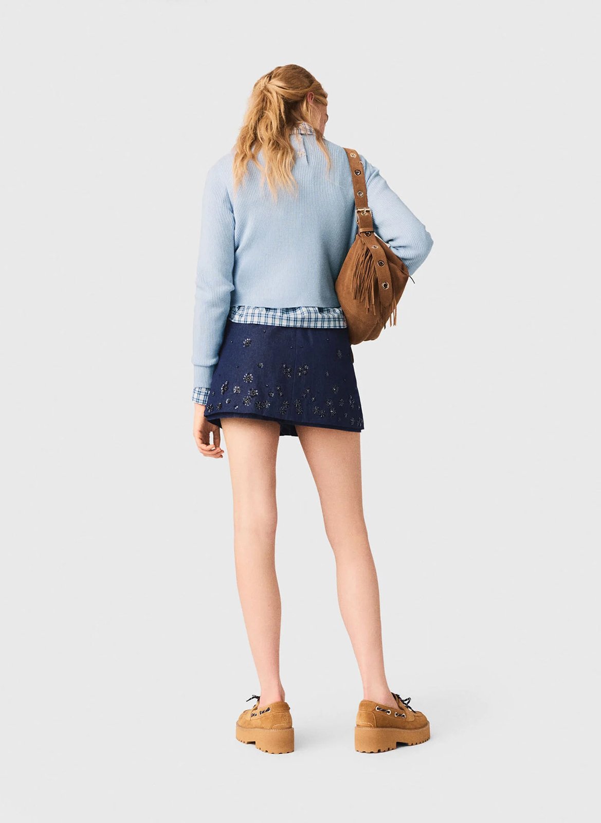 Gebreide effen trui van wol MAJE Blauw