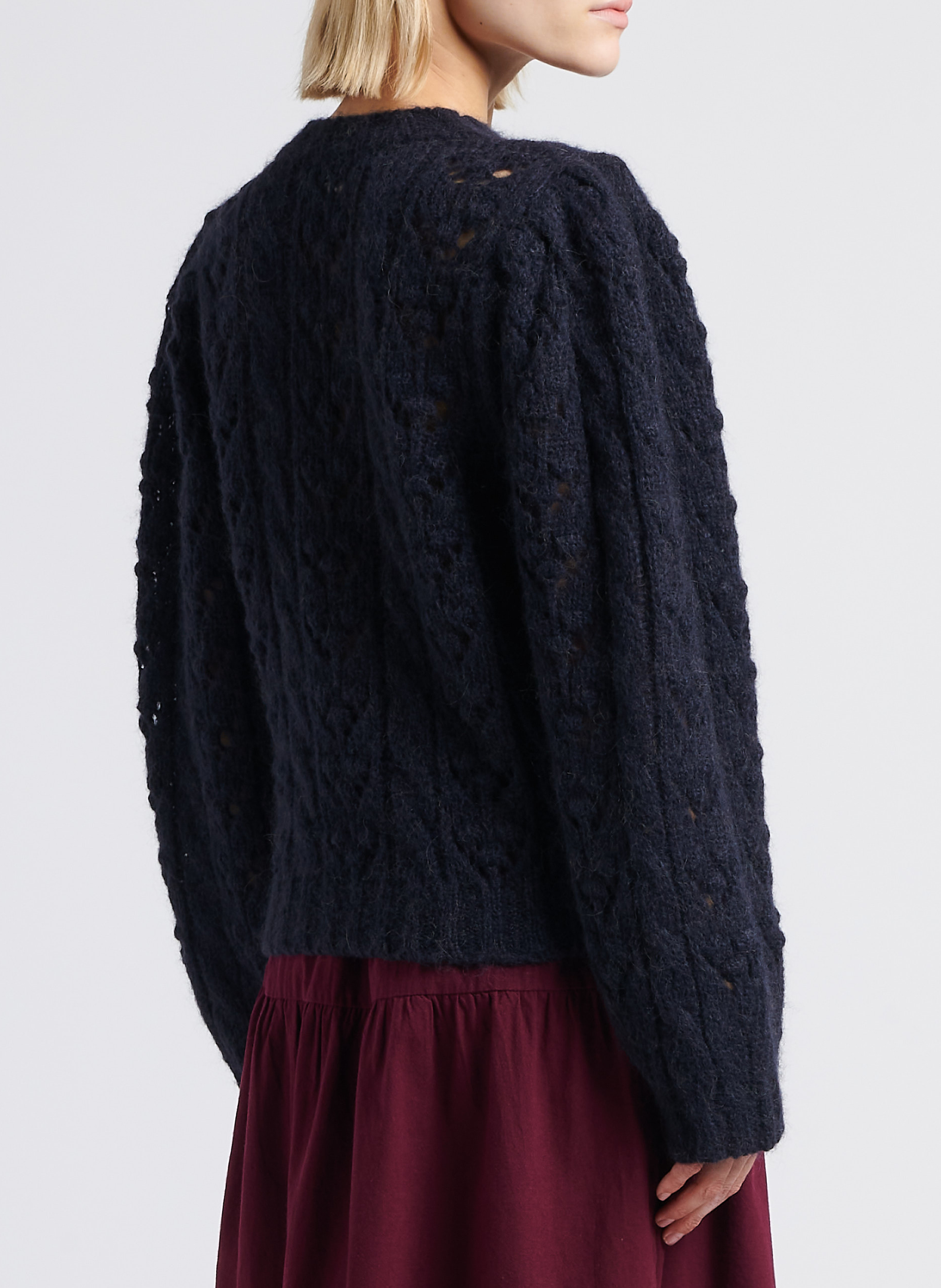 Gerade geschnittener Wollmix-Pullover mit rundem Ausschnitt BELLEPIECE Blau