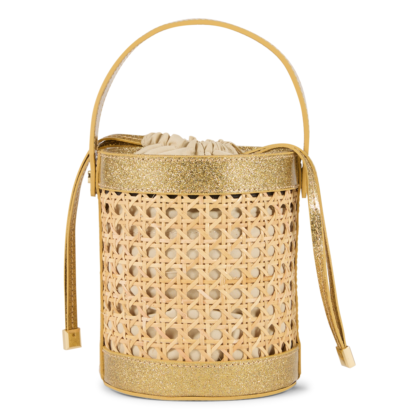 Sac seau en rotin et cuir LANCASTER PARIS