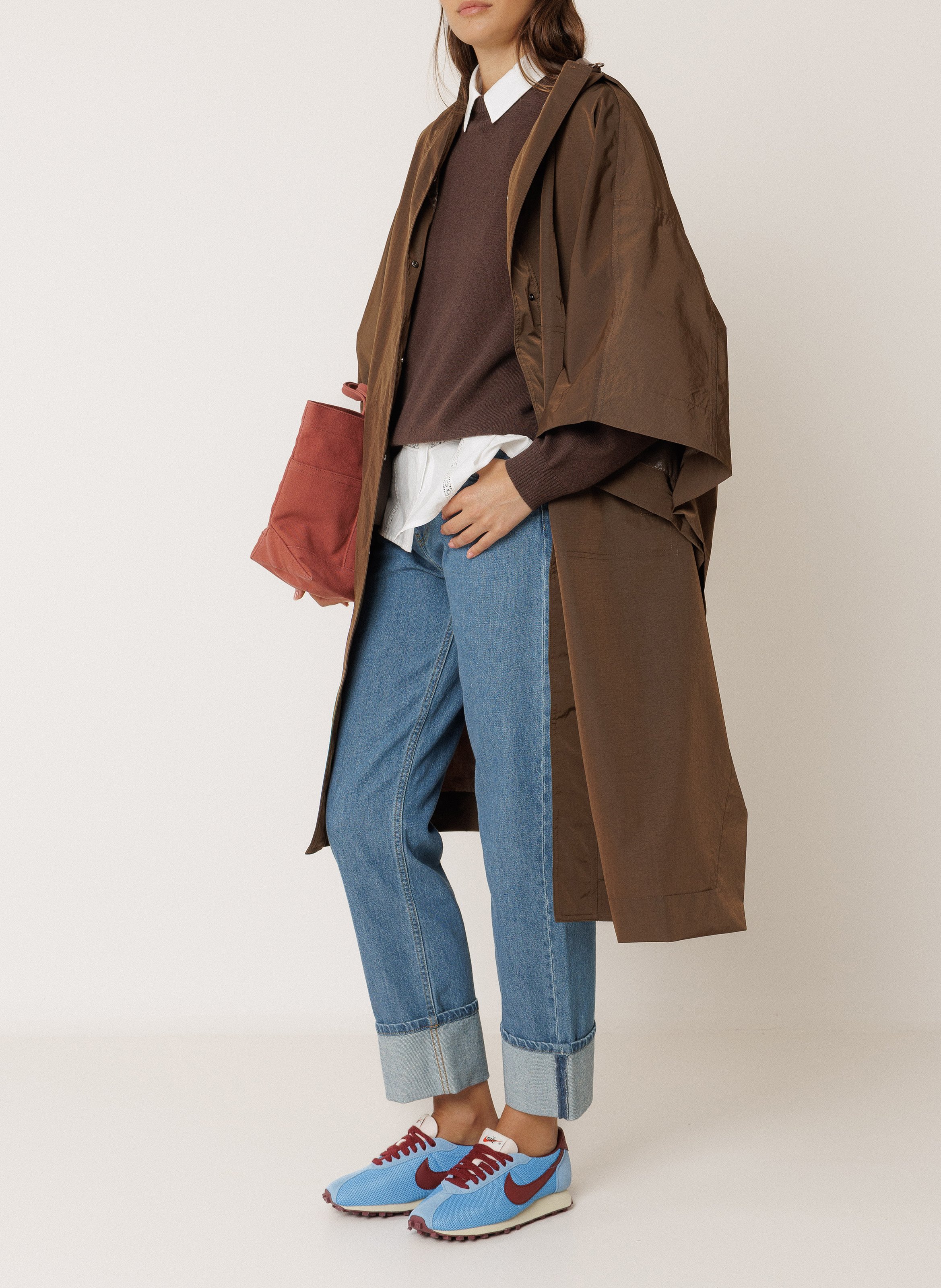 Parka oversize à capuche unie INDI & COLD Marron
