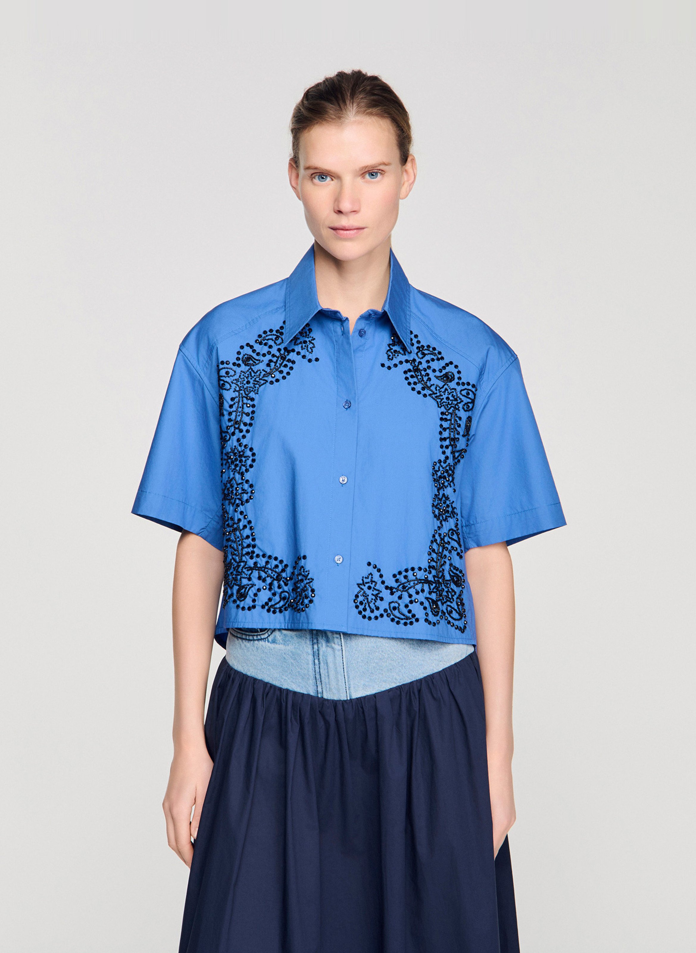 Blouse met klassieke kraag SANDRO Blauw
