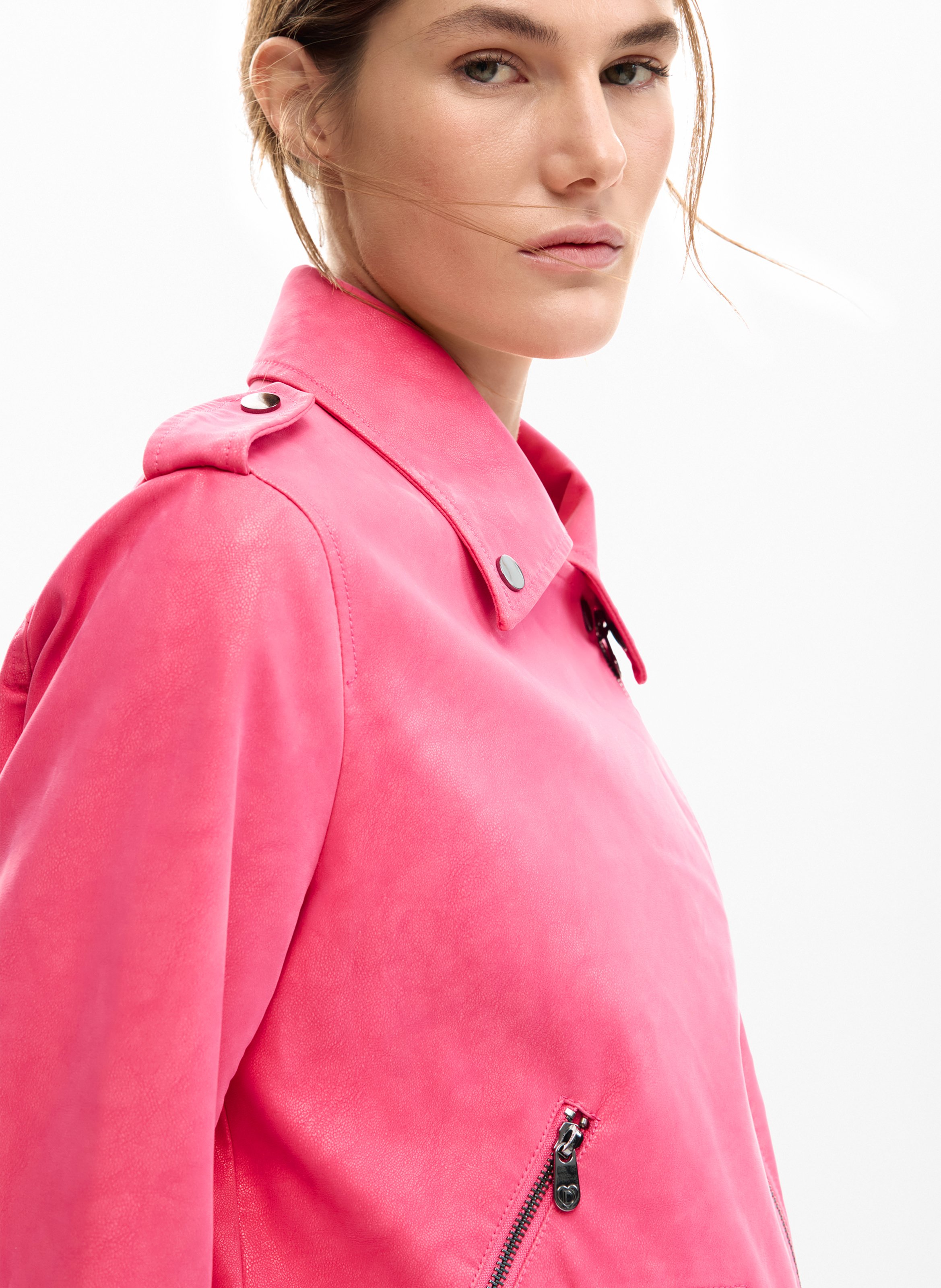 Veste effet daim col classique DESIGUAL Rouge