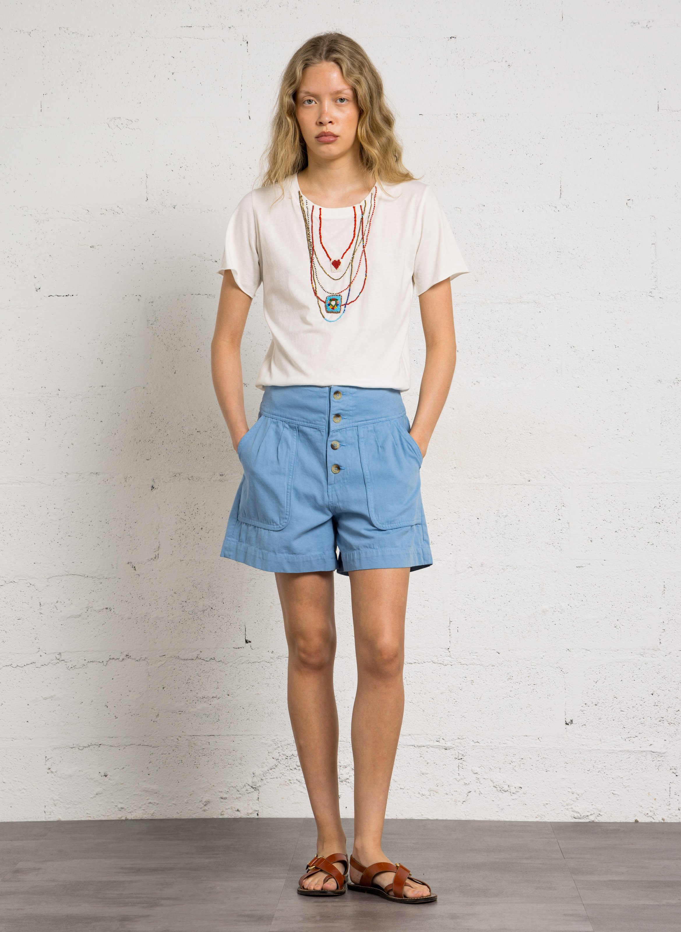 Short droit en coton LEON & HARPER Bleu