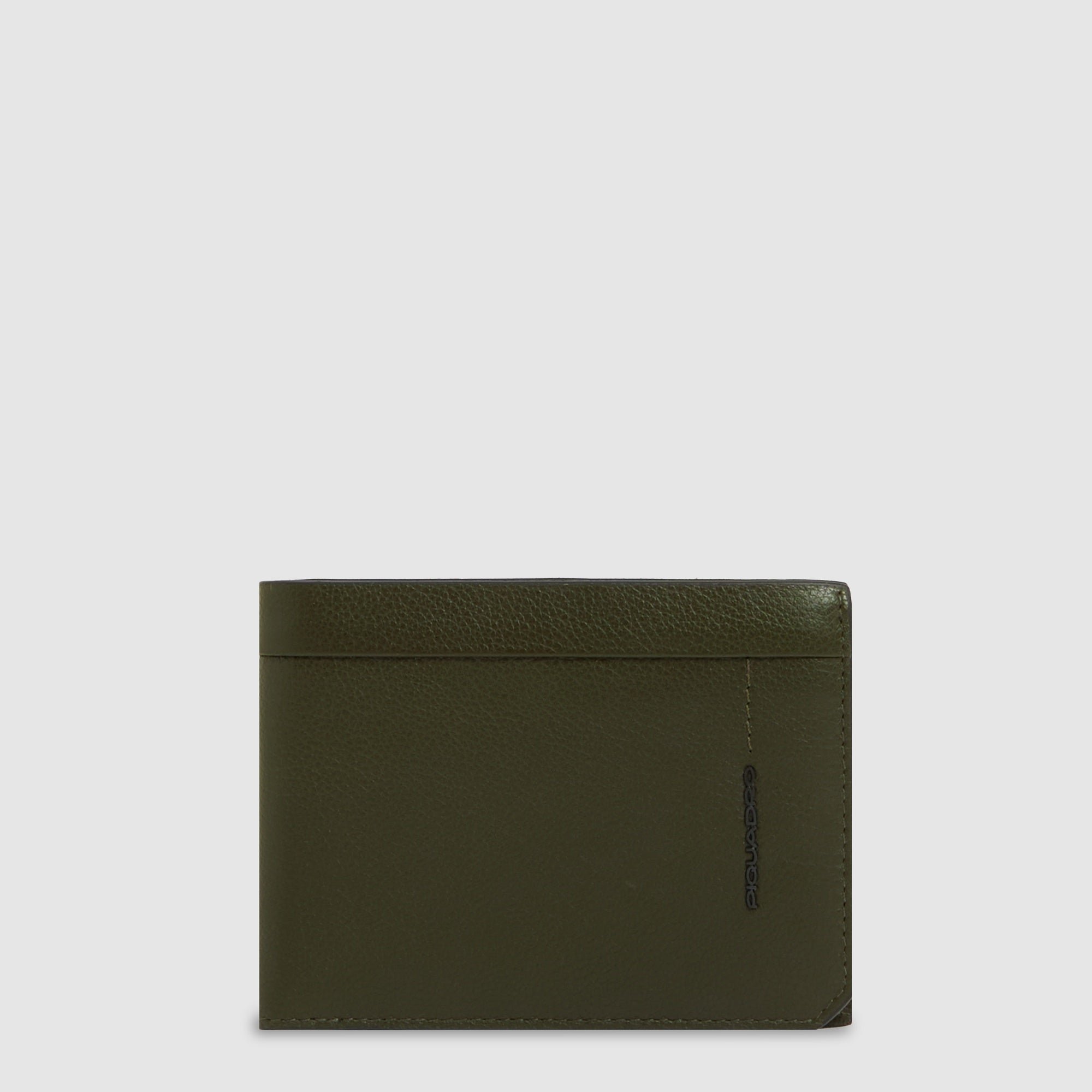 Men's wallet with ID card holder flap, coin pocket, credit card slots, and RFID protection PIQUADRO Green