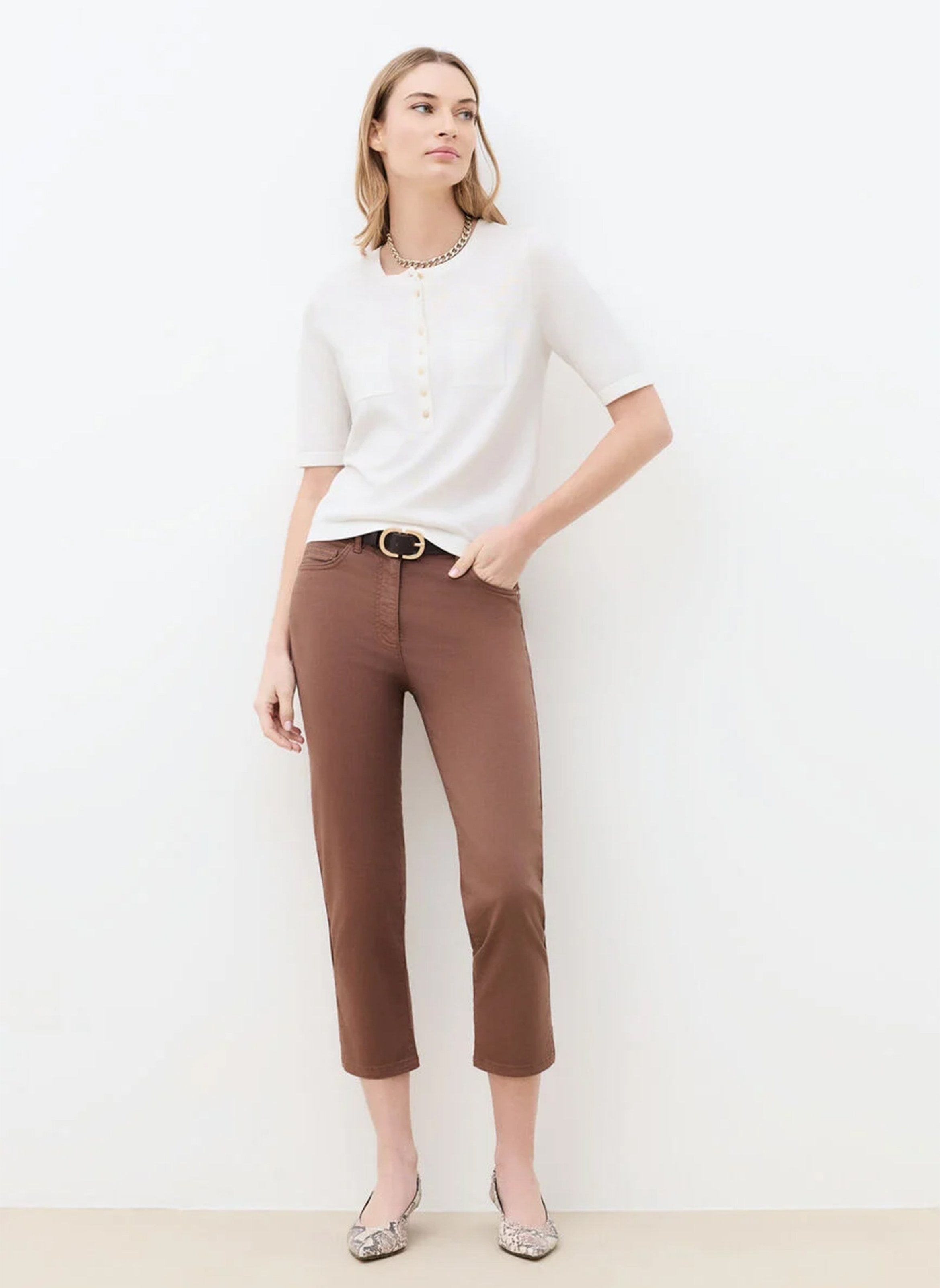 Straight round-neck knit sweater CAROLL Beige