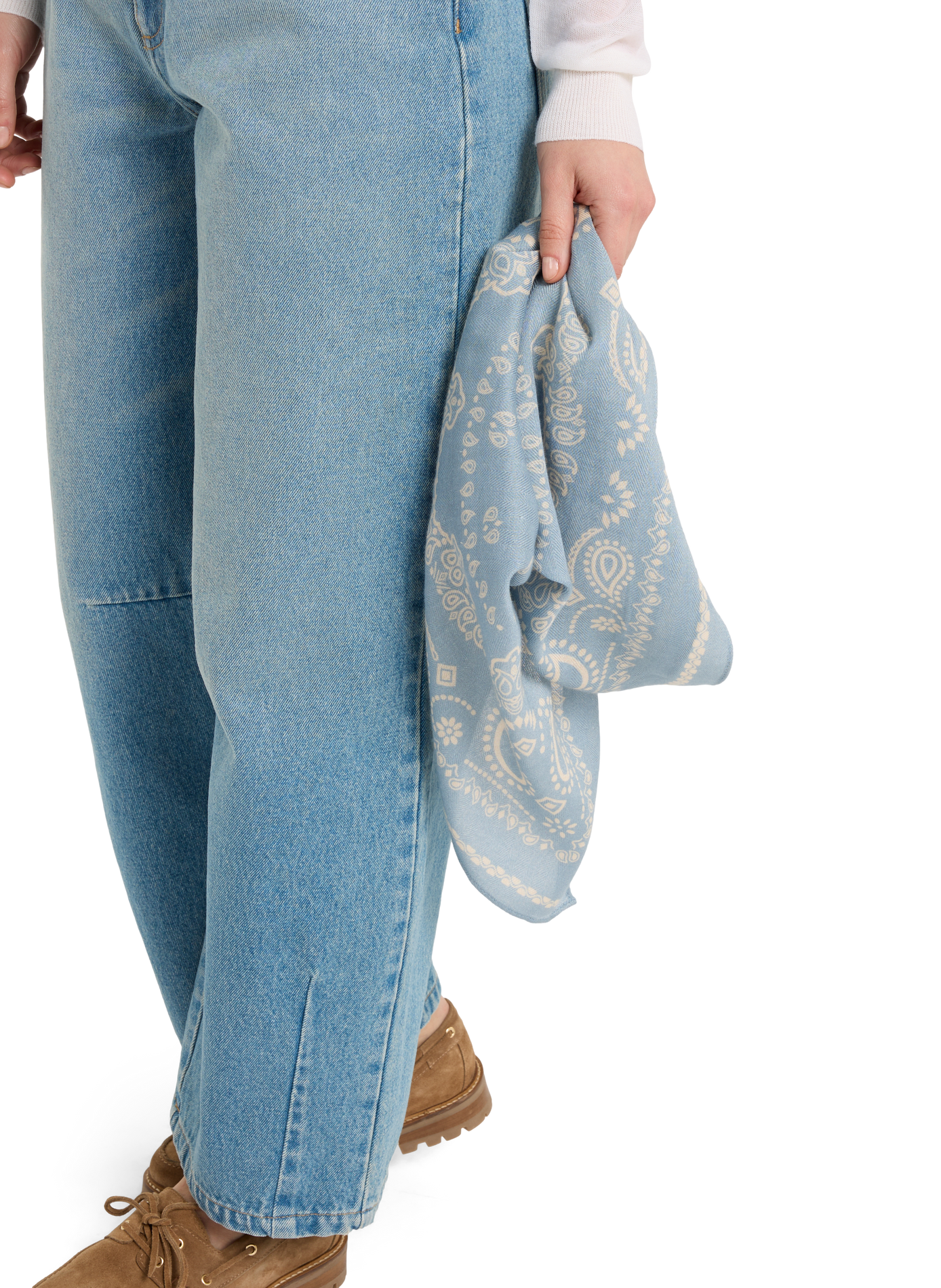 Cotton-blend printed floaty scarf SAISON 1865 Blue