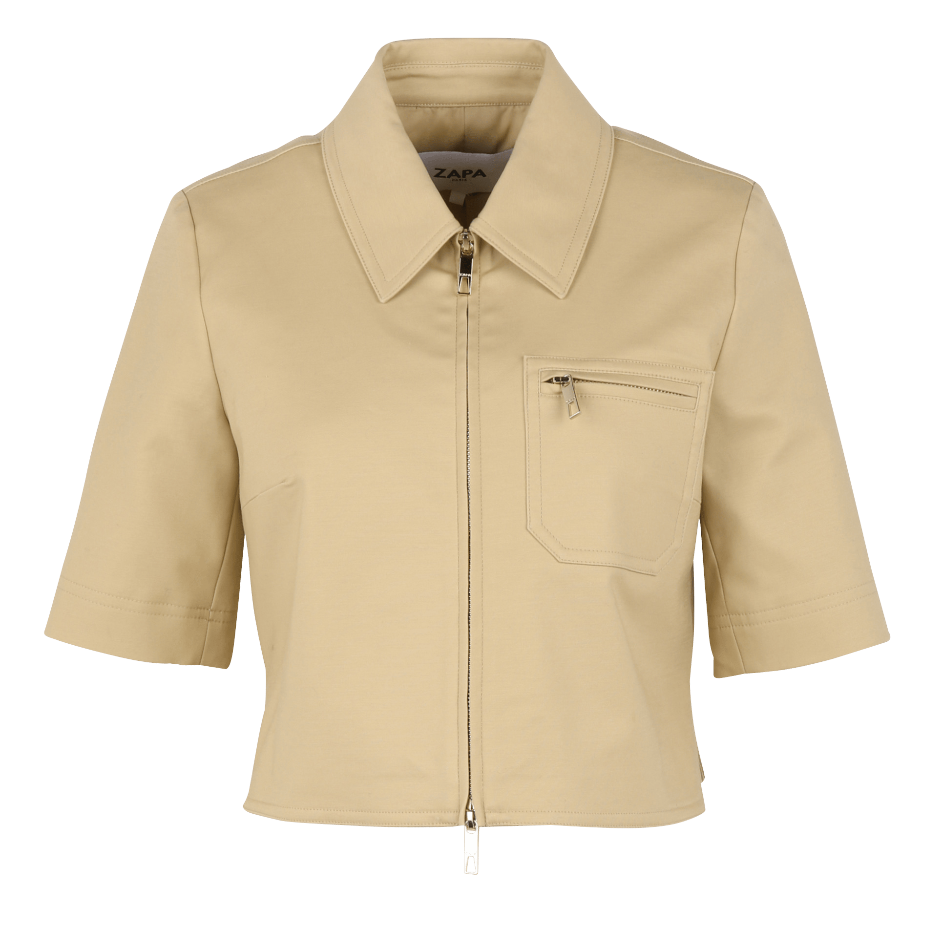 Top in blended cotton with classic collar ZAPA Beige