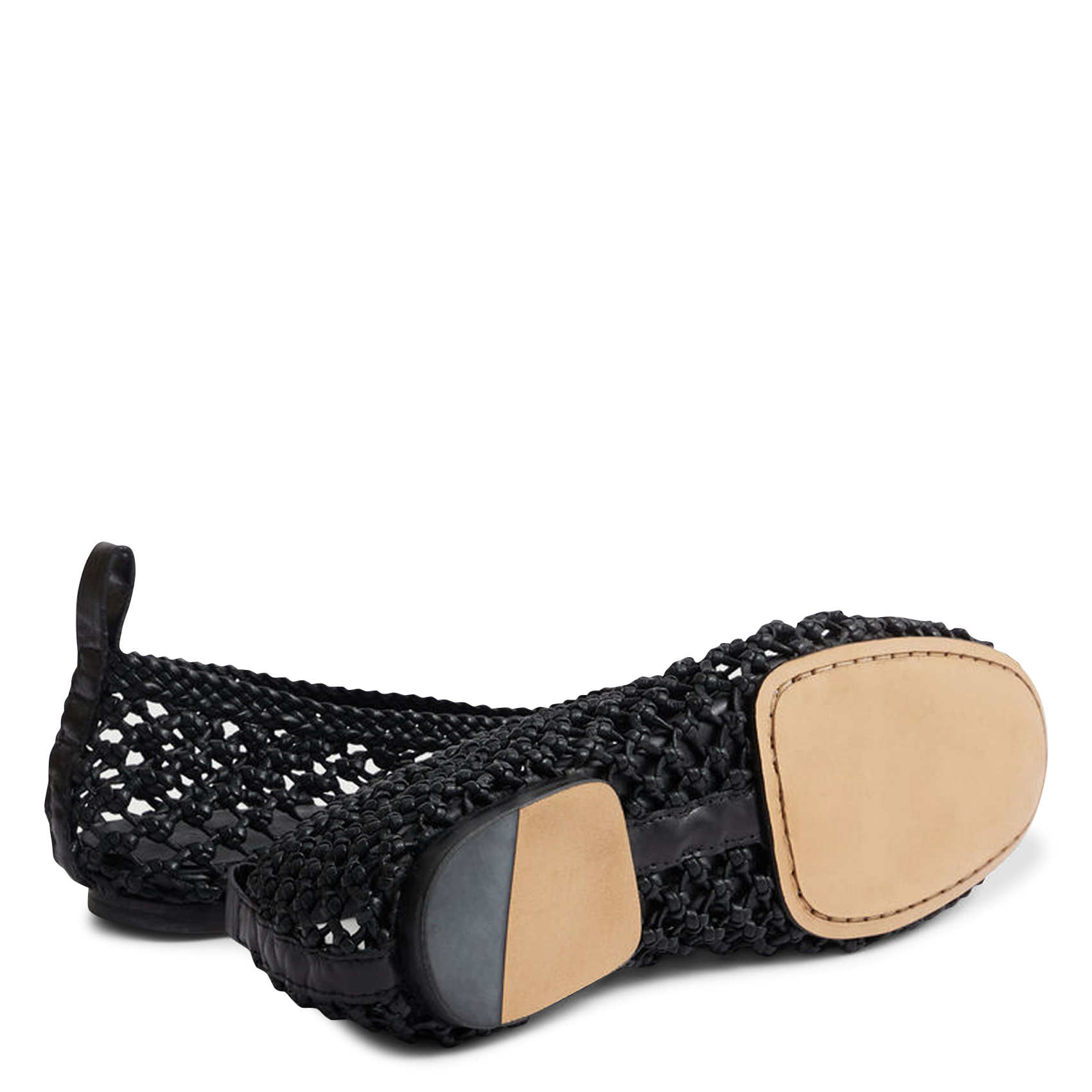 Gevlochten leren ballerina's SOEUR Zwart