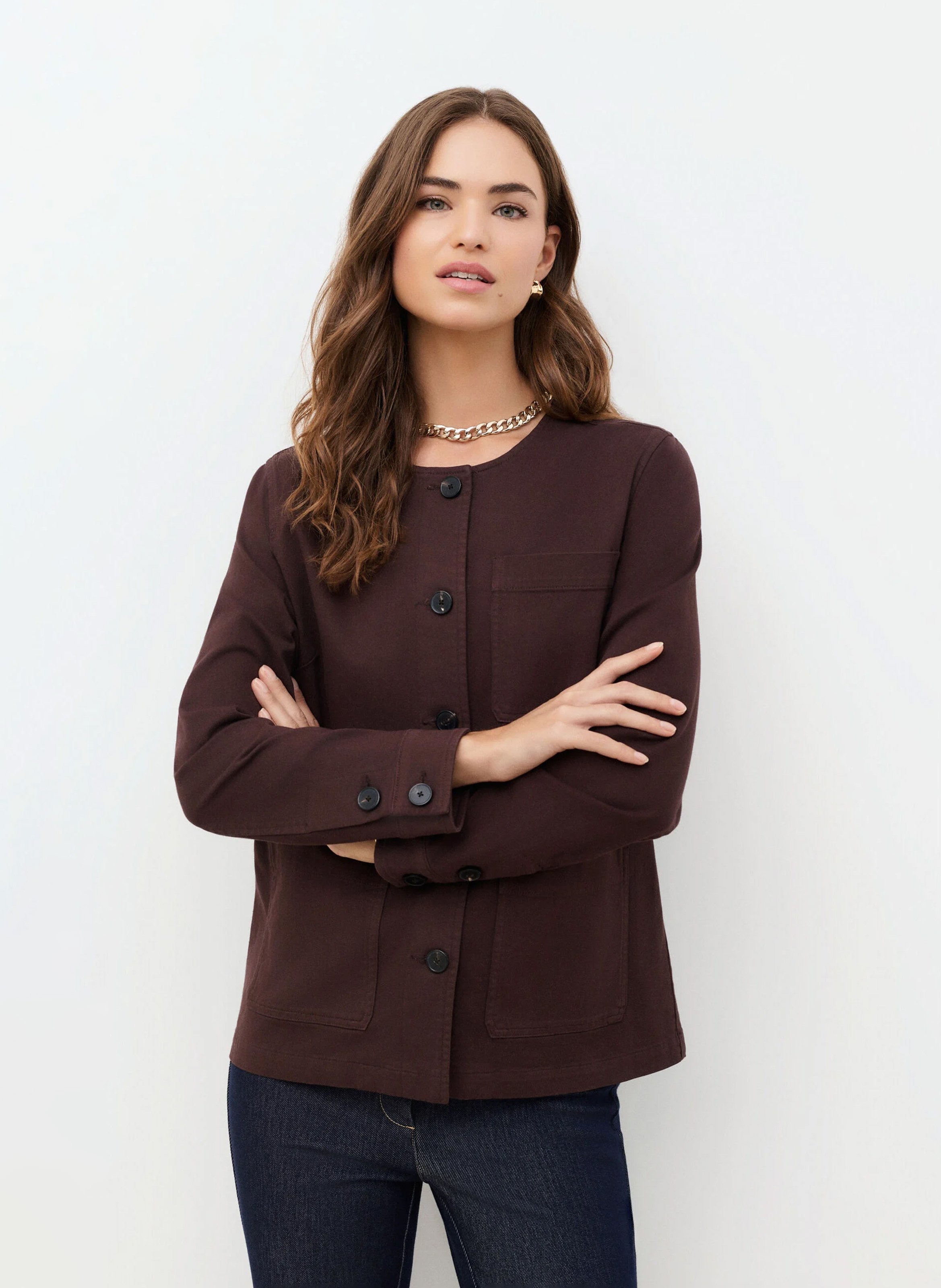 Gerade geschnittene Jacke aus Baumwoll-Mix CAROLL Braun