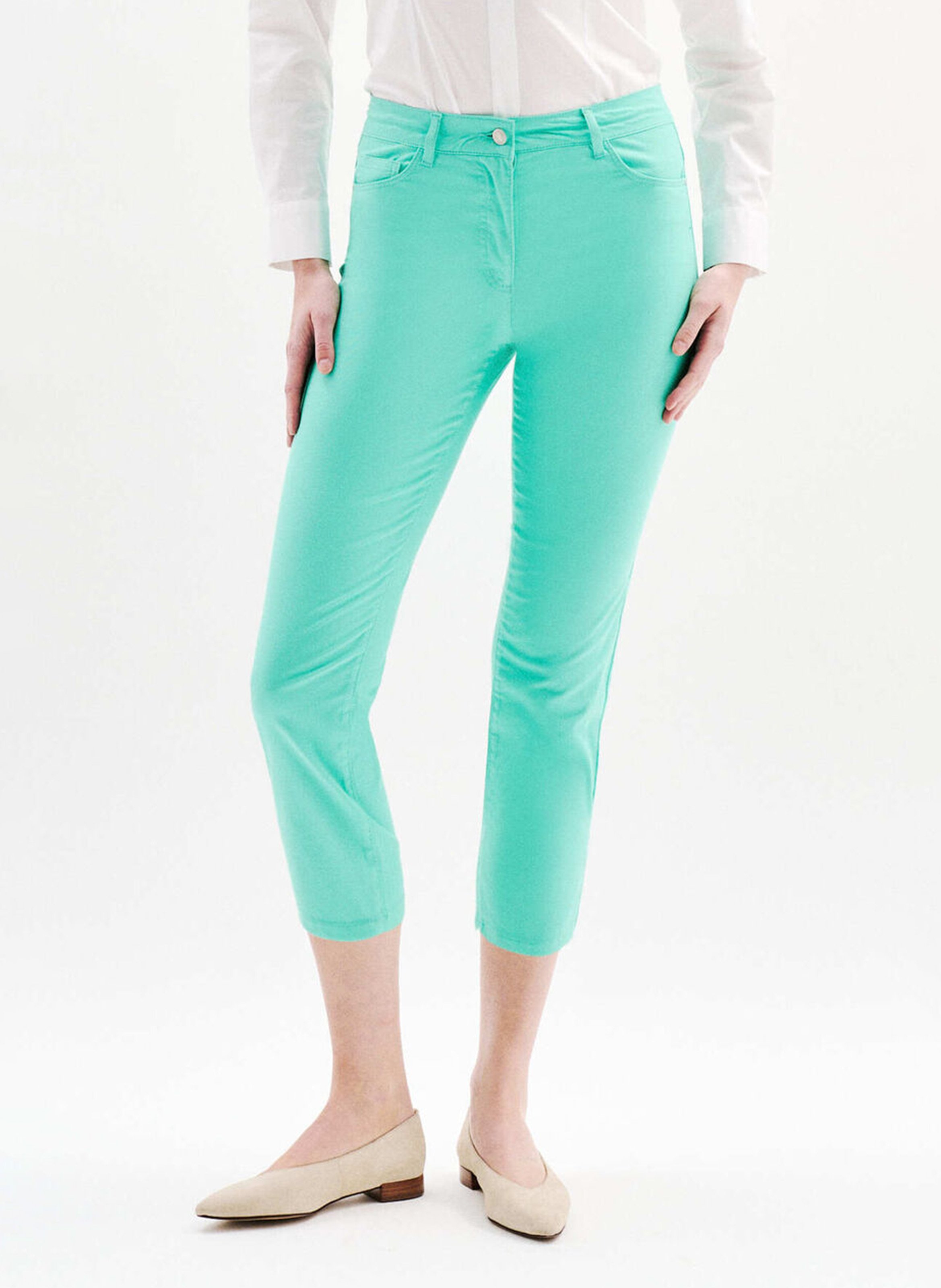 High-rise straight cotton-blend jeans CAROLL Green