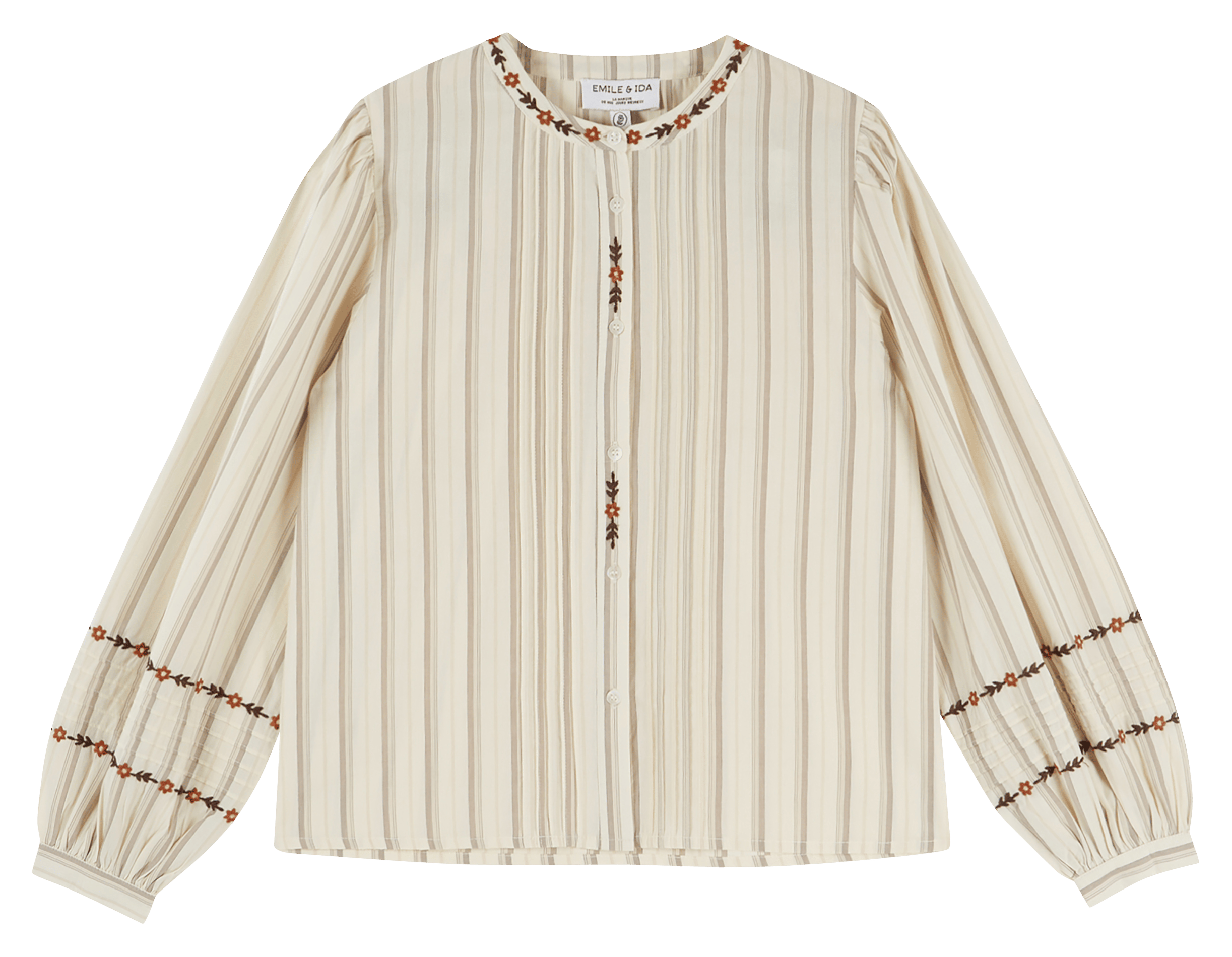 Blouse col rond en coton EMILE ET IDA Beige
