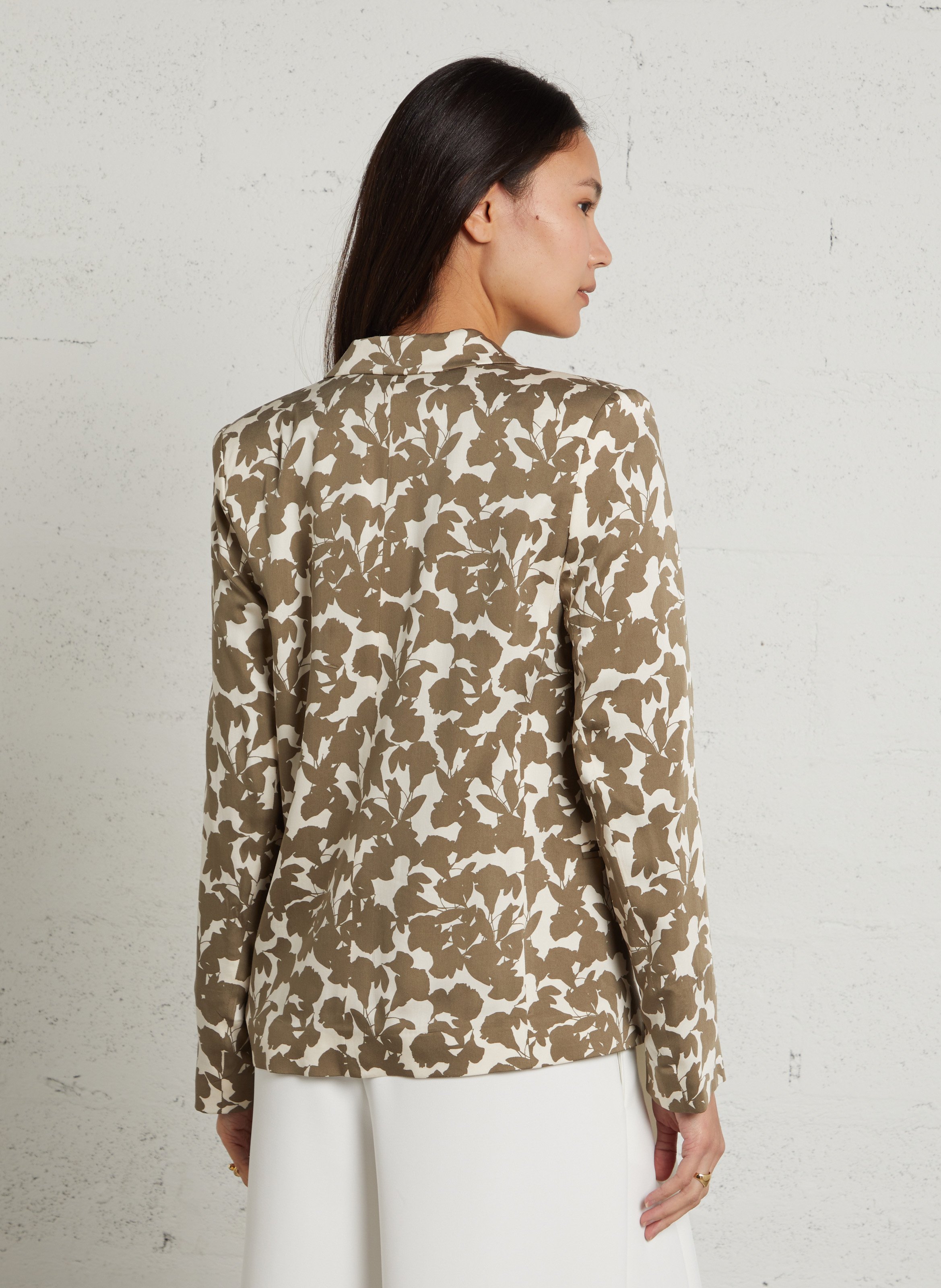 Straight-fit jasje met reverskraag en print IKKS Kaki