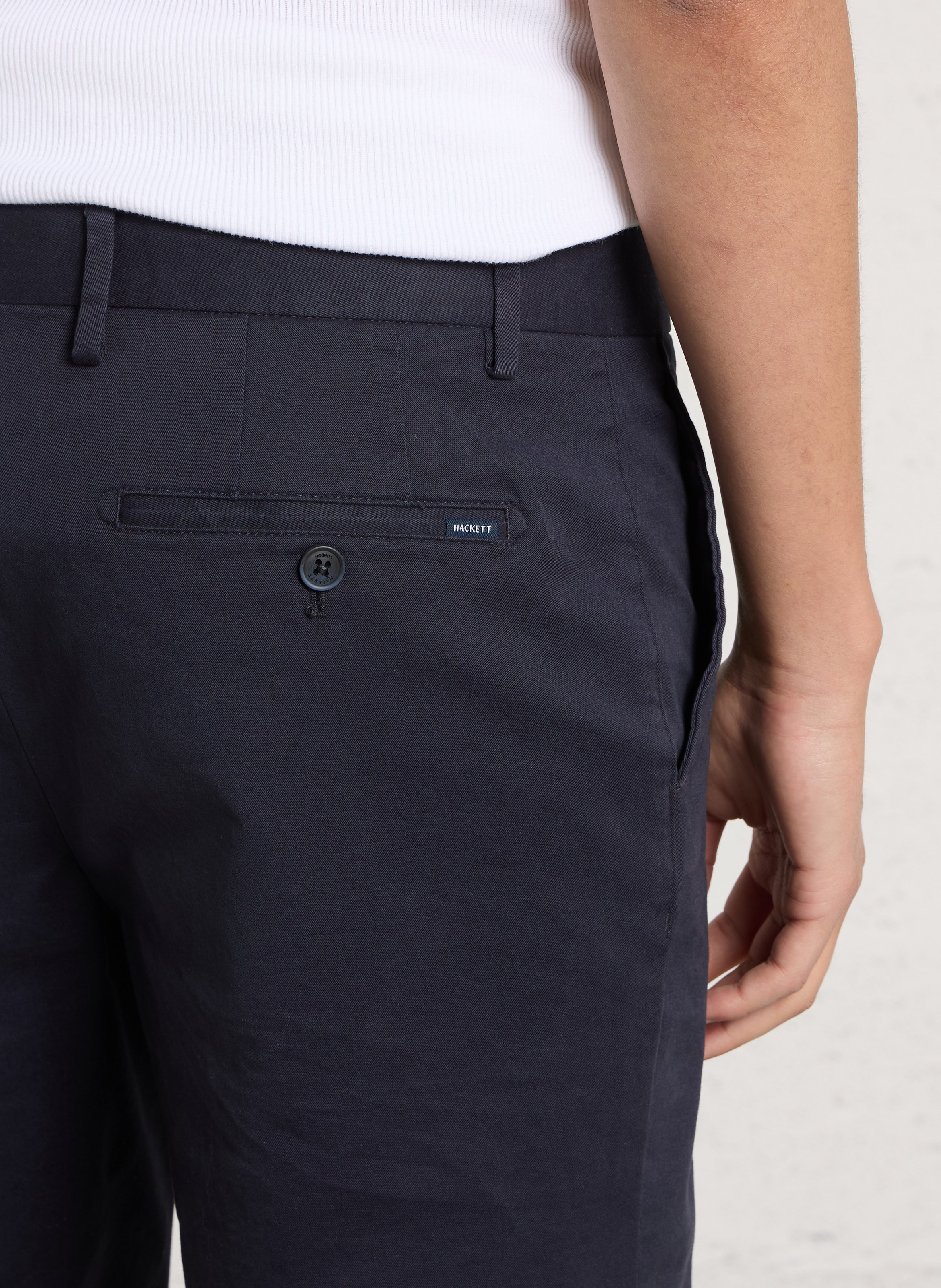 Short chino droit en coton mélangé HACKETT Bleu